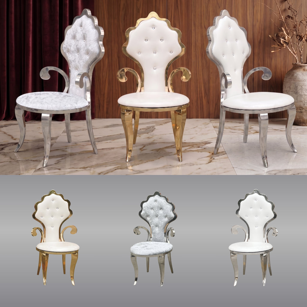 Silla Flor | Estructura Acero Cromo - Oro