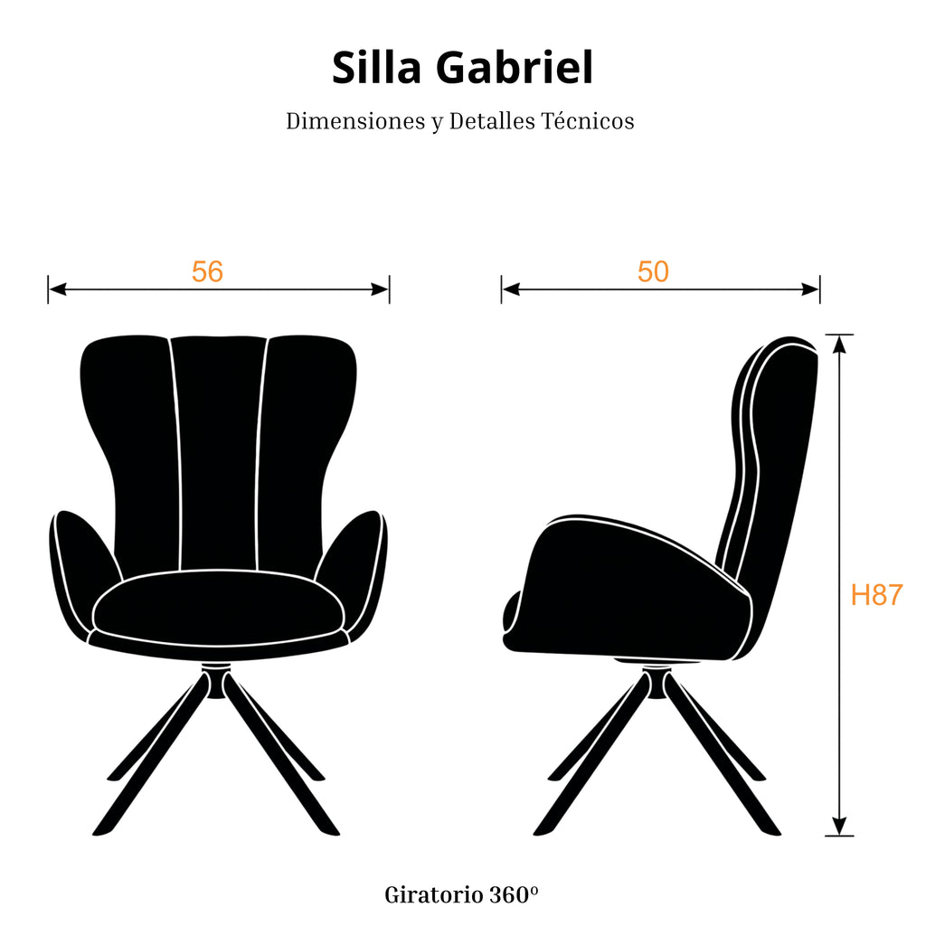 Sillón Gabriel Giratorio 360º | Estructura Negra