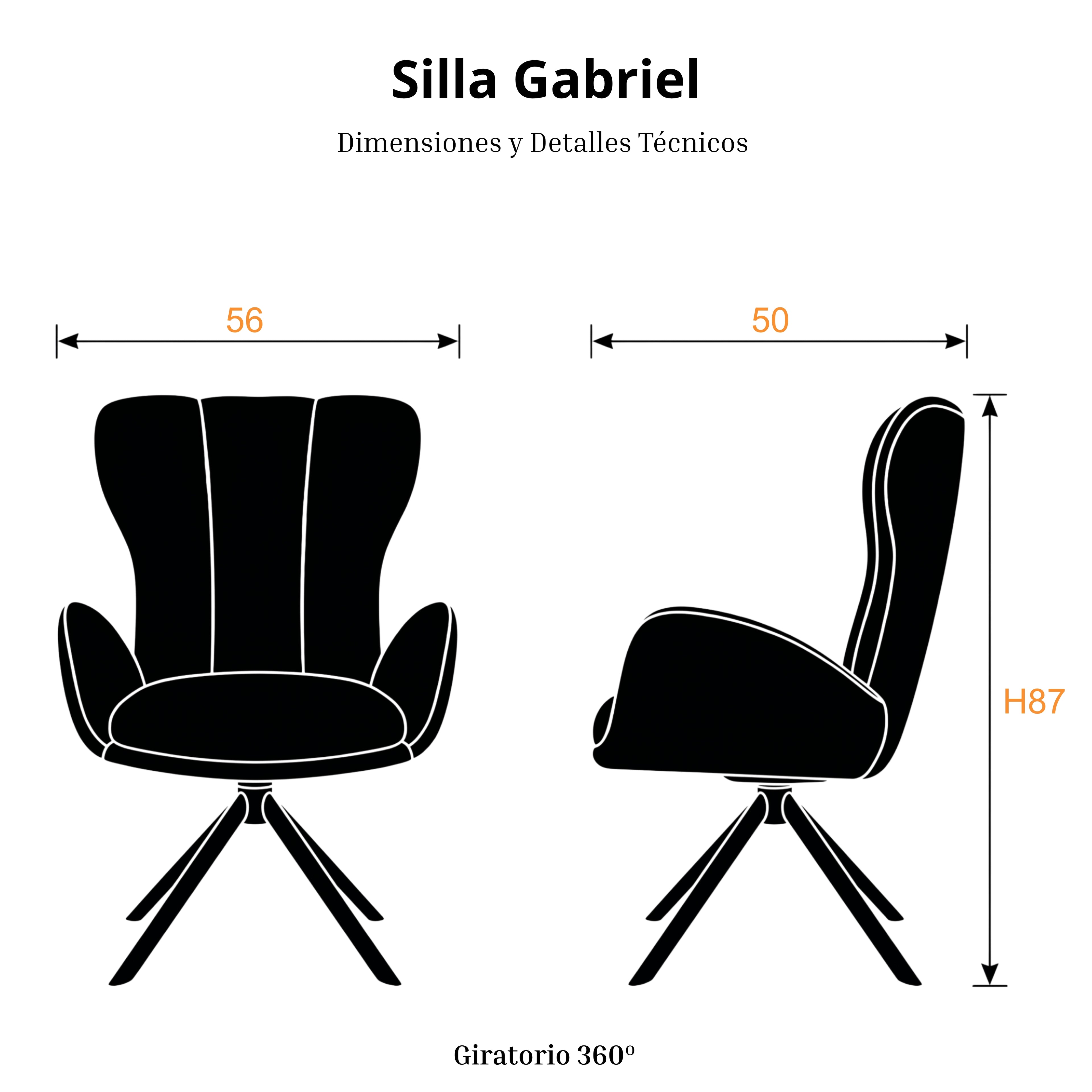 Sillón Gabriel Giratorio 360º | Estructura Negra