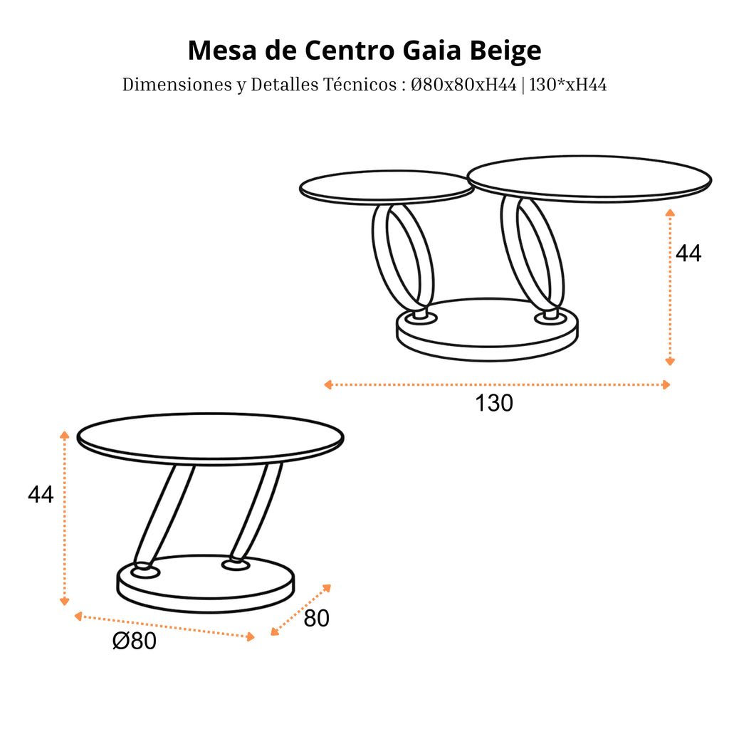 Mesa de Centro Gaia | Estructura Beige