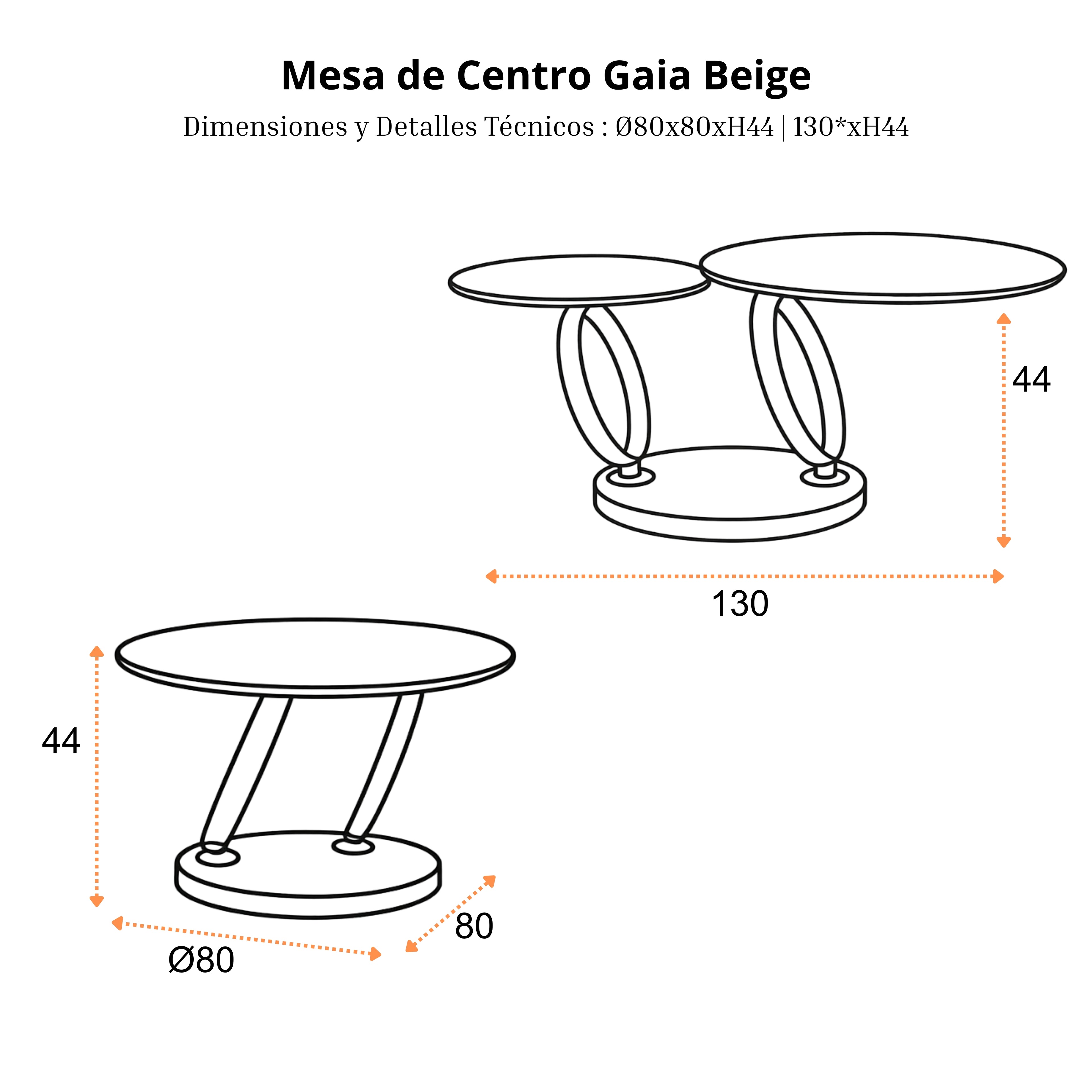 Mesa de Centro Gaia | Estructura Beige