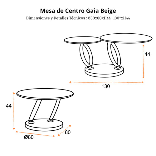 Mesa de Centro Gaia | Estructura Beige