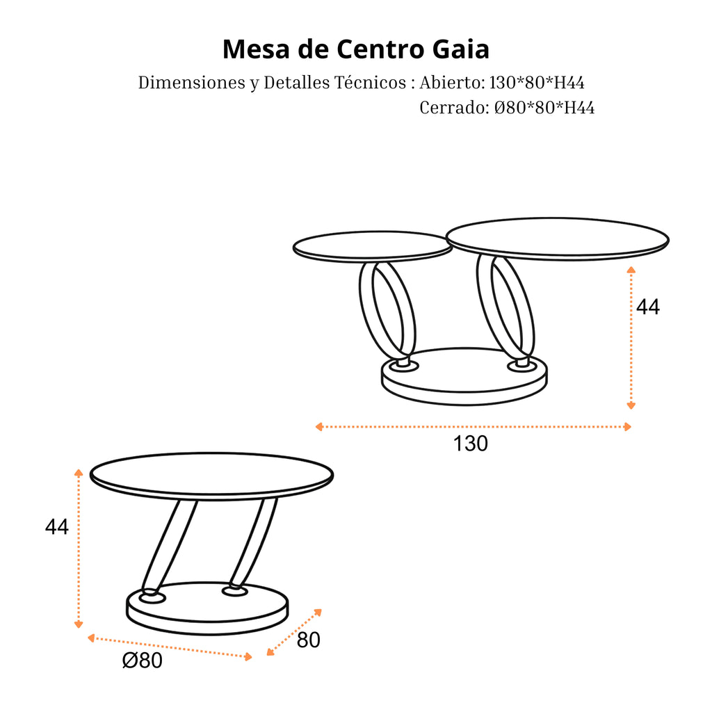 Mesa de Centro Gaia | Estructura Acero Cromo