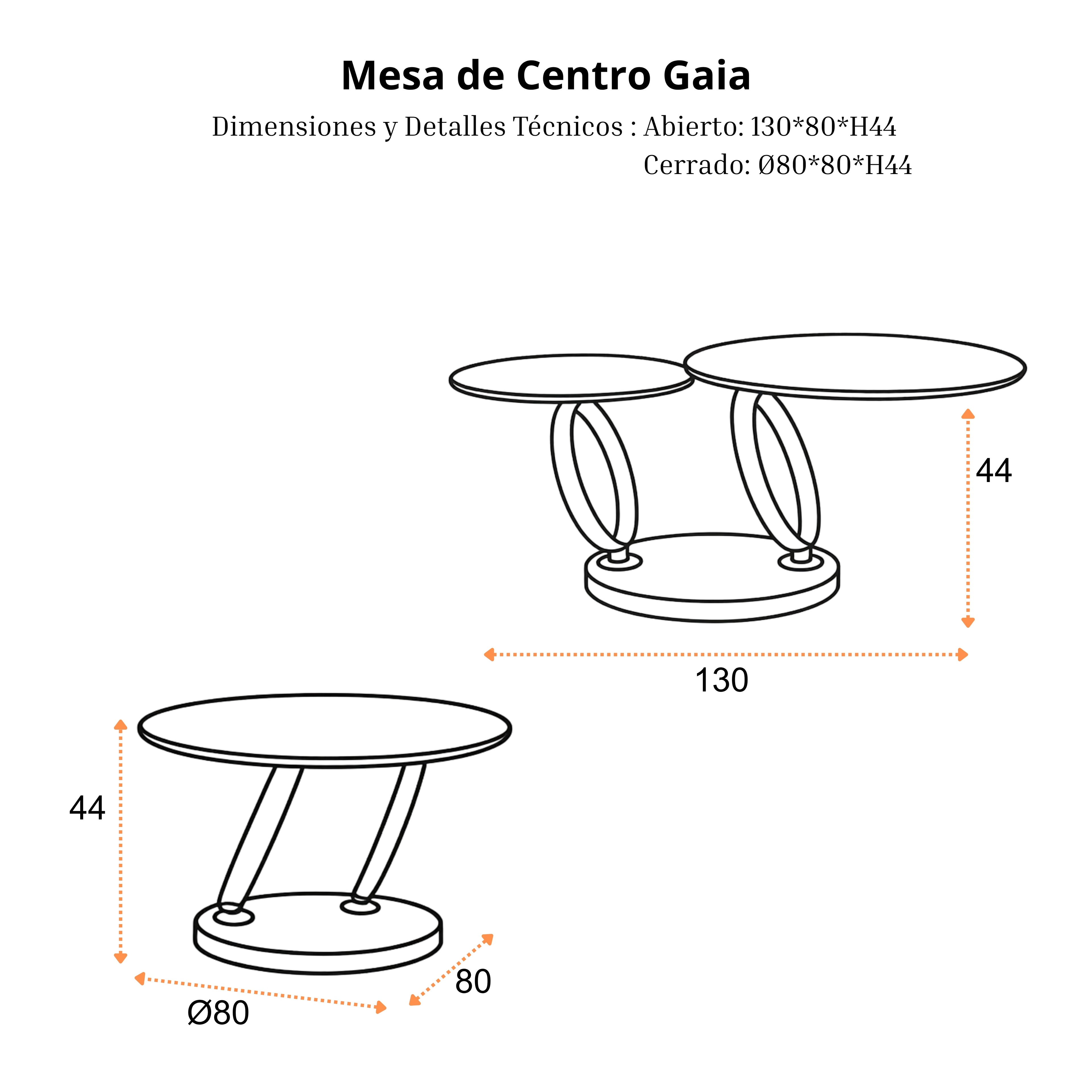 Mesa de Centro Gaia | Estructura Acero Cromo