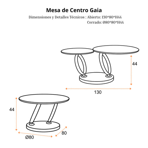 Mesa de Centro Gaia | Estructura Acero Cromo
