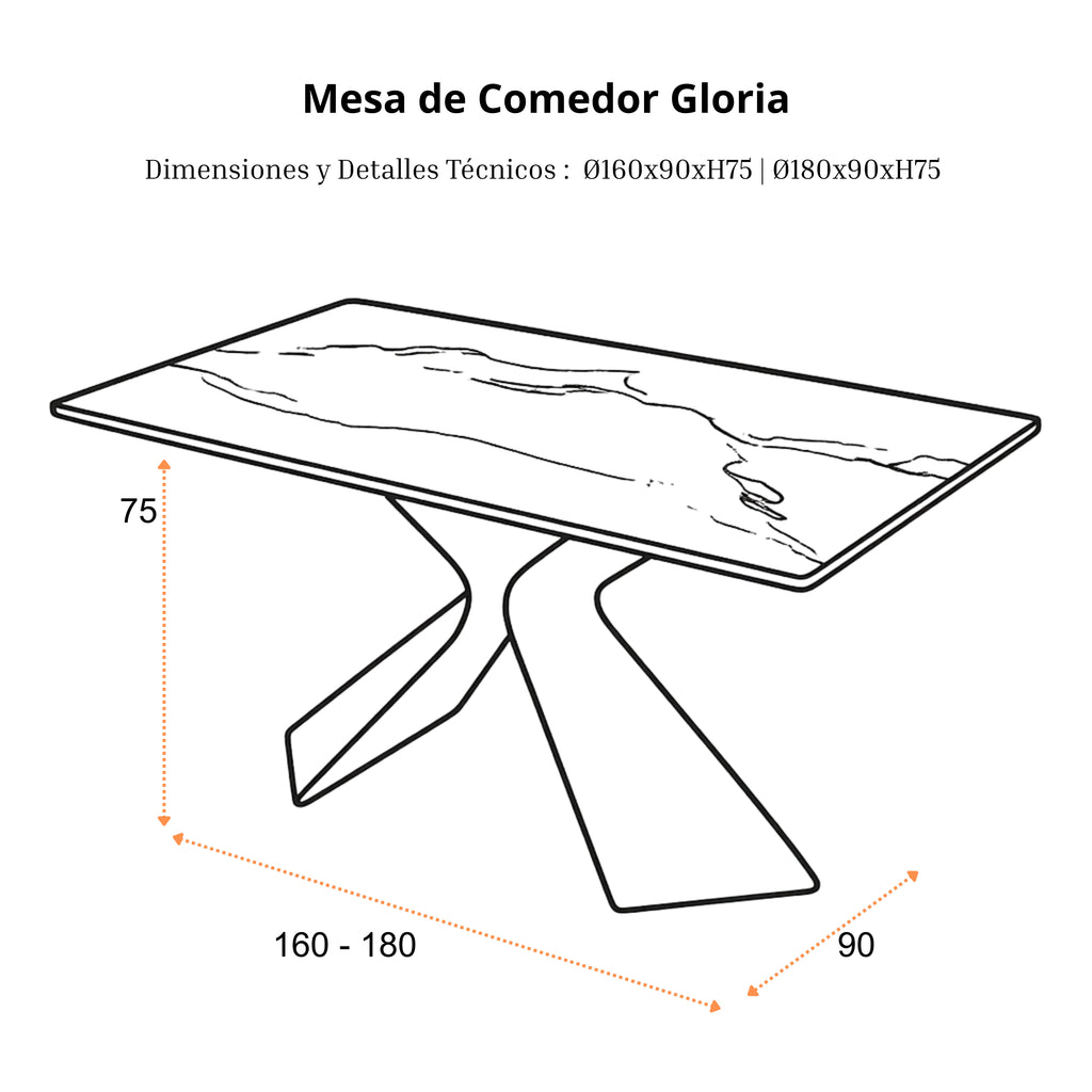 Mesa de Comedor Gloria | Estructura Negra