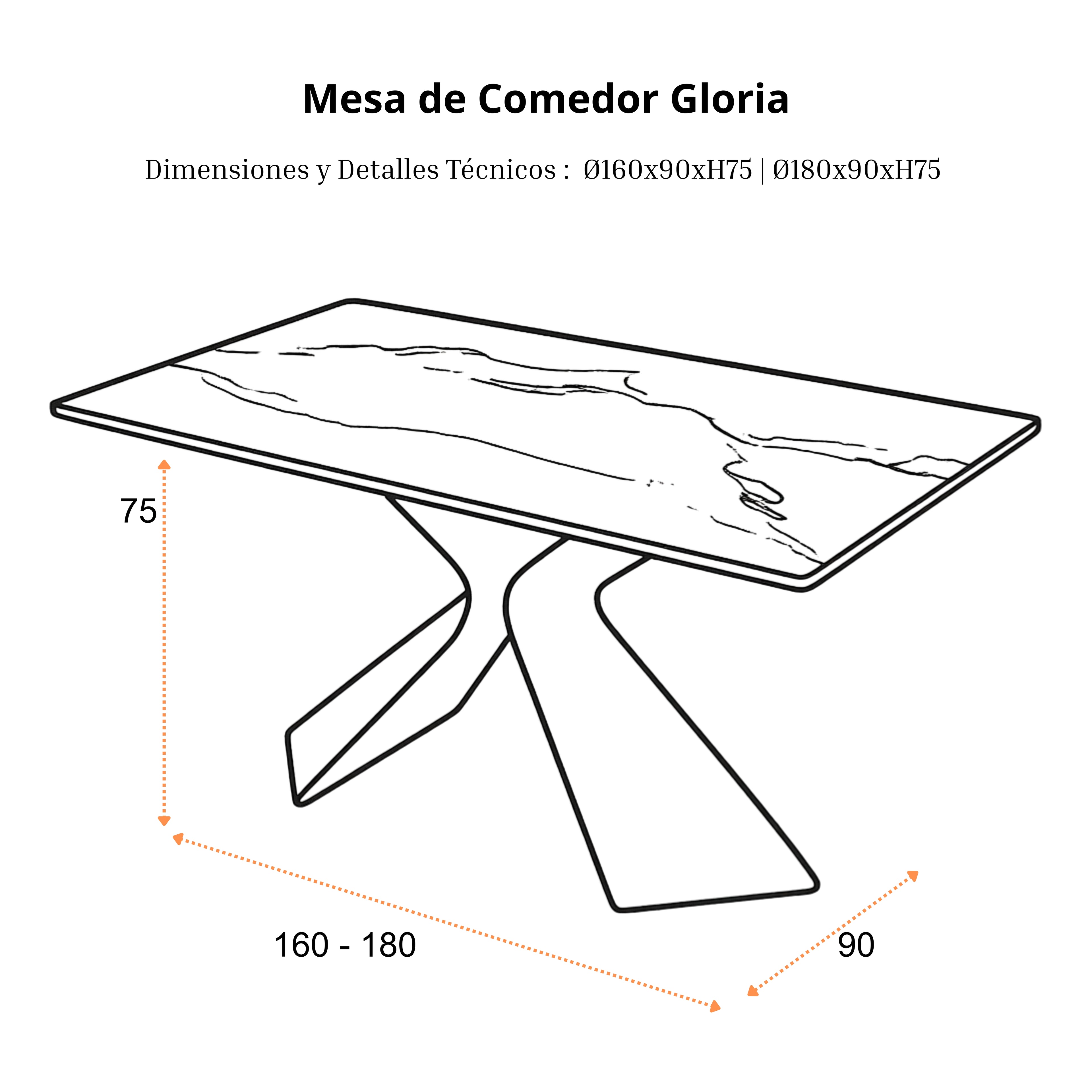 Mesa de Comedor Gloria | Estructura Negra