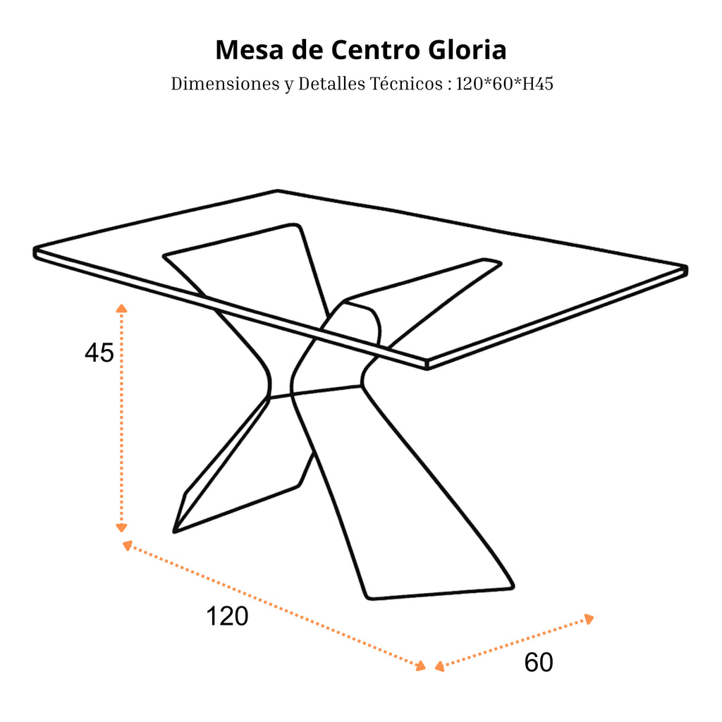 Mesa de Centro Gloria | Estructura Acero Cromo