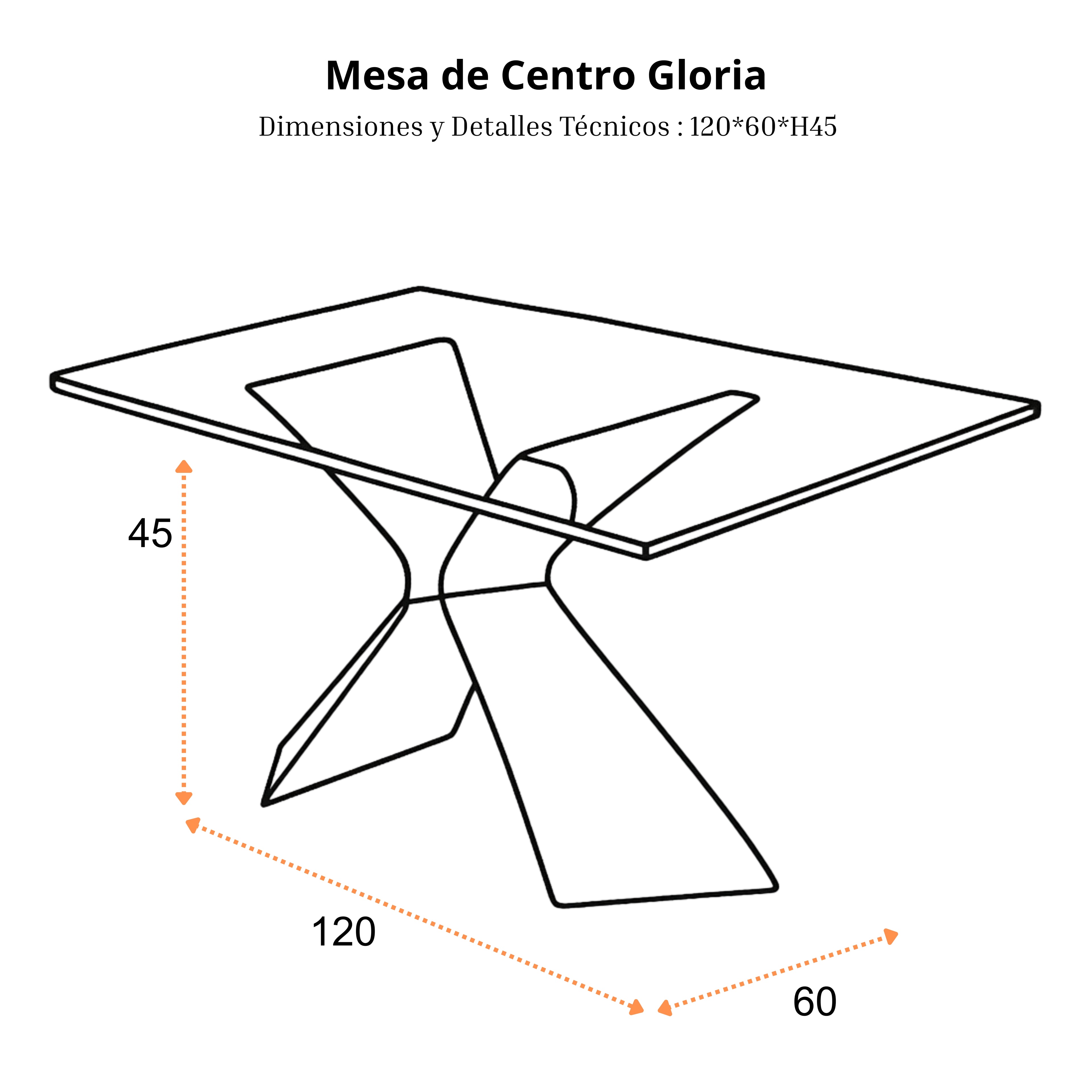 Mesa de Centro Gloria | Estructura Acero Oro
