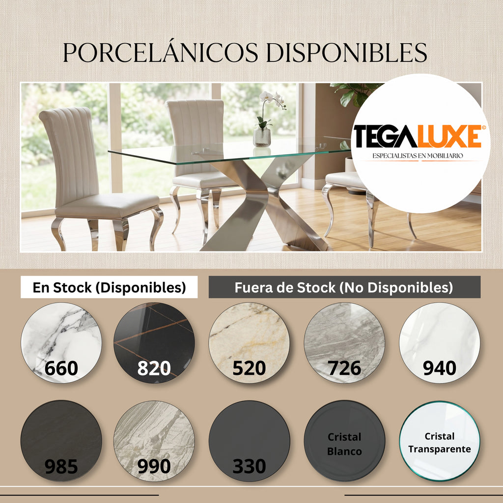 Mesa de Comedor Gloria | Estructura Acero Cromo