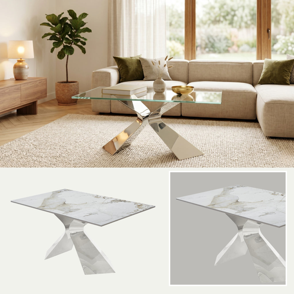 Mesa de Centro Gloria | Estructura Acero Cromo
