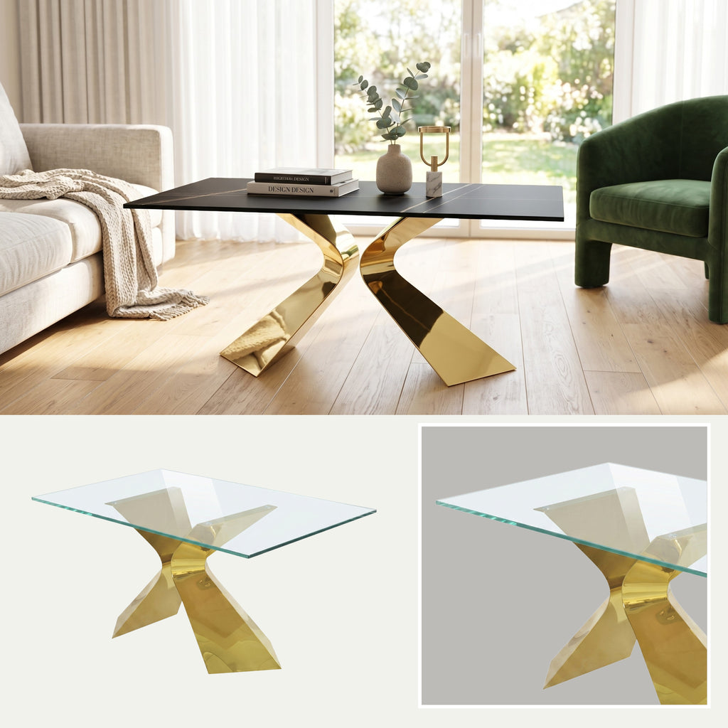 Mesa de Centro Gloria | Estructura Acero Oro