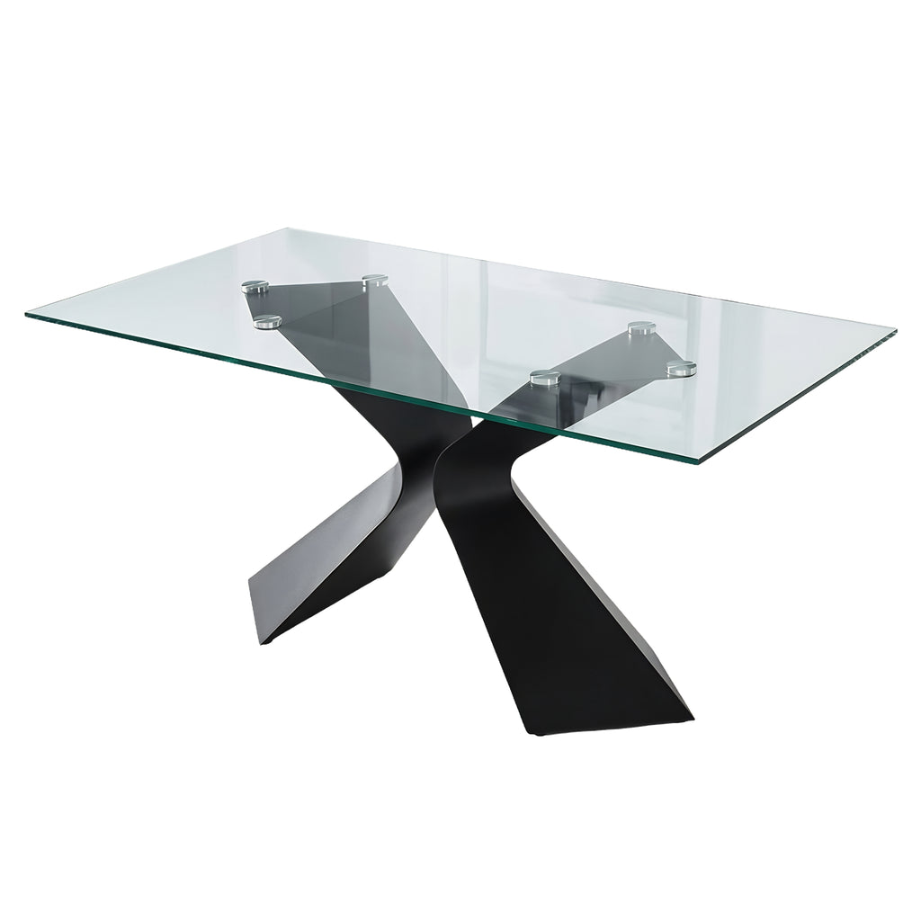 Mesa de Comedor Gloria Cristal | Estructura Negra