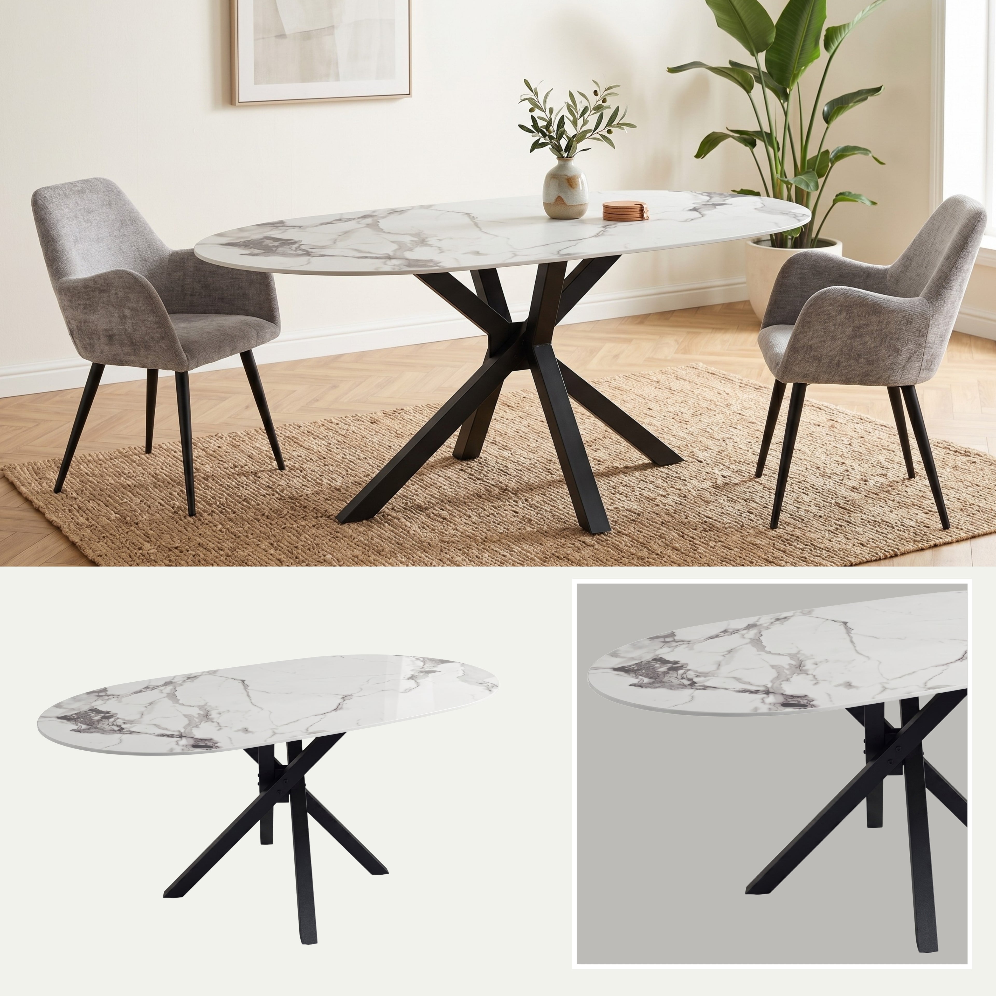 Mesa de Comedor Granada | Estructura Negra