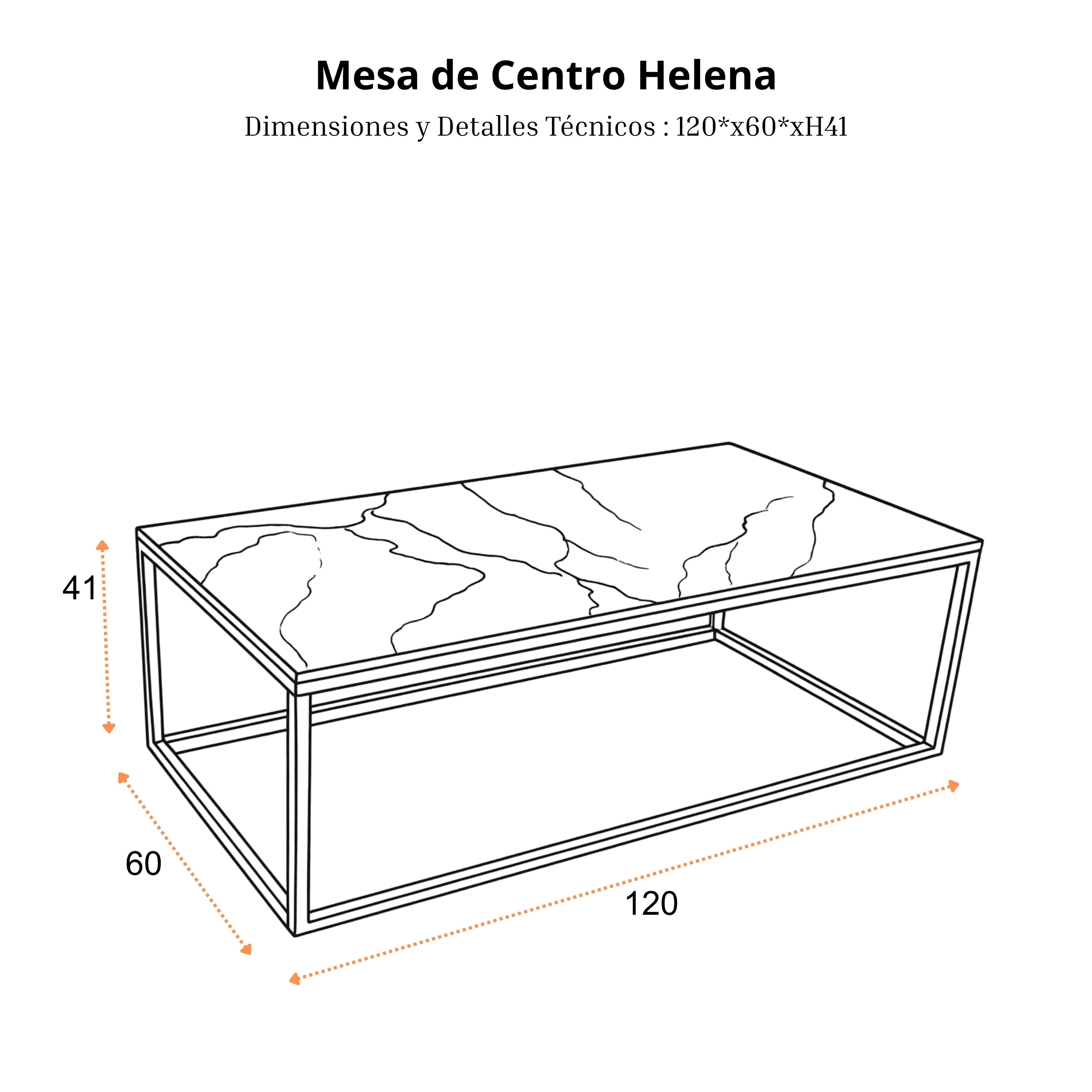 Mesa de Centro Helena | Estructura Negra