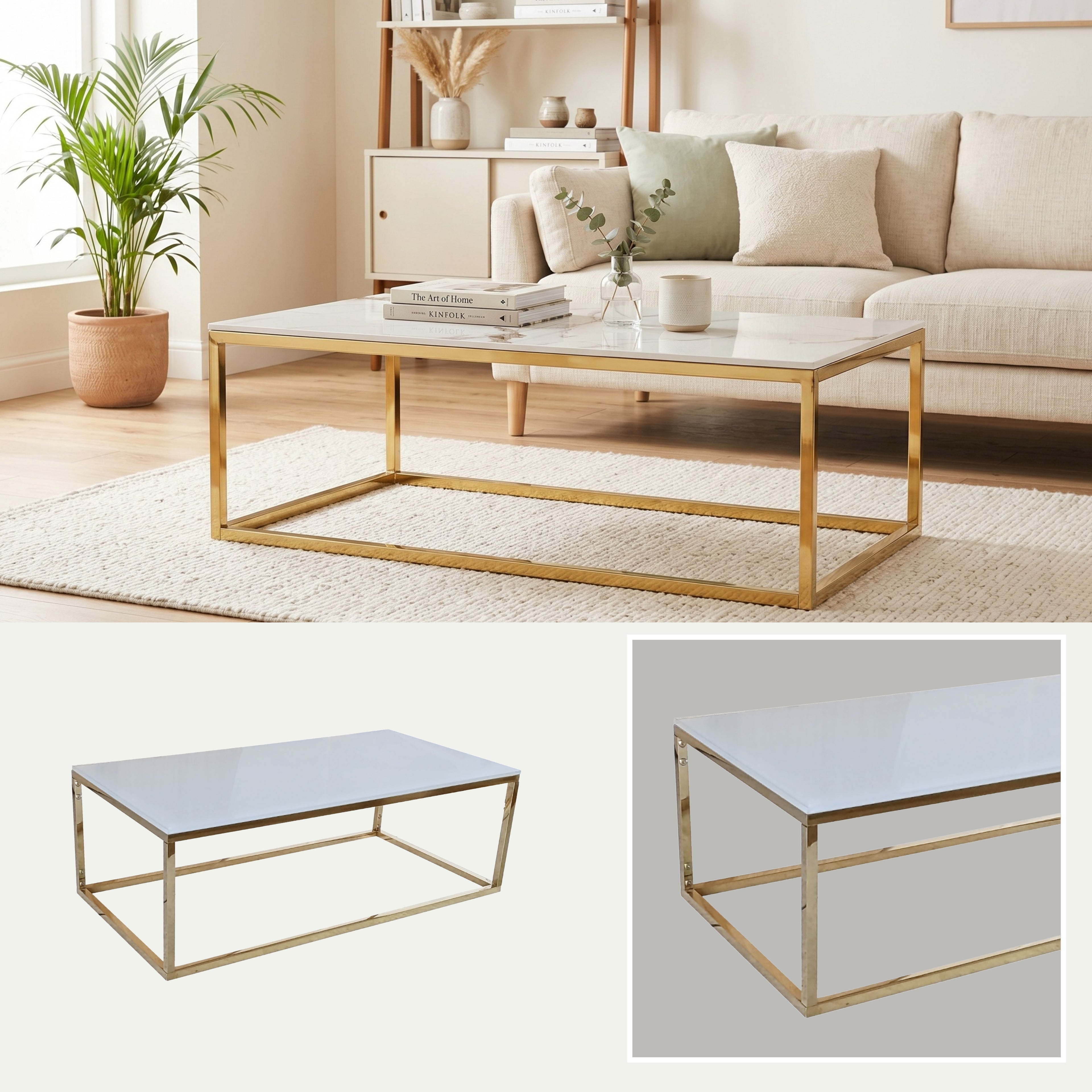 Mesa de Centro Helena | Estructura Acero Oro