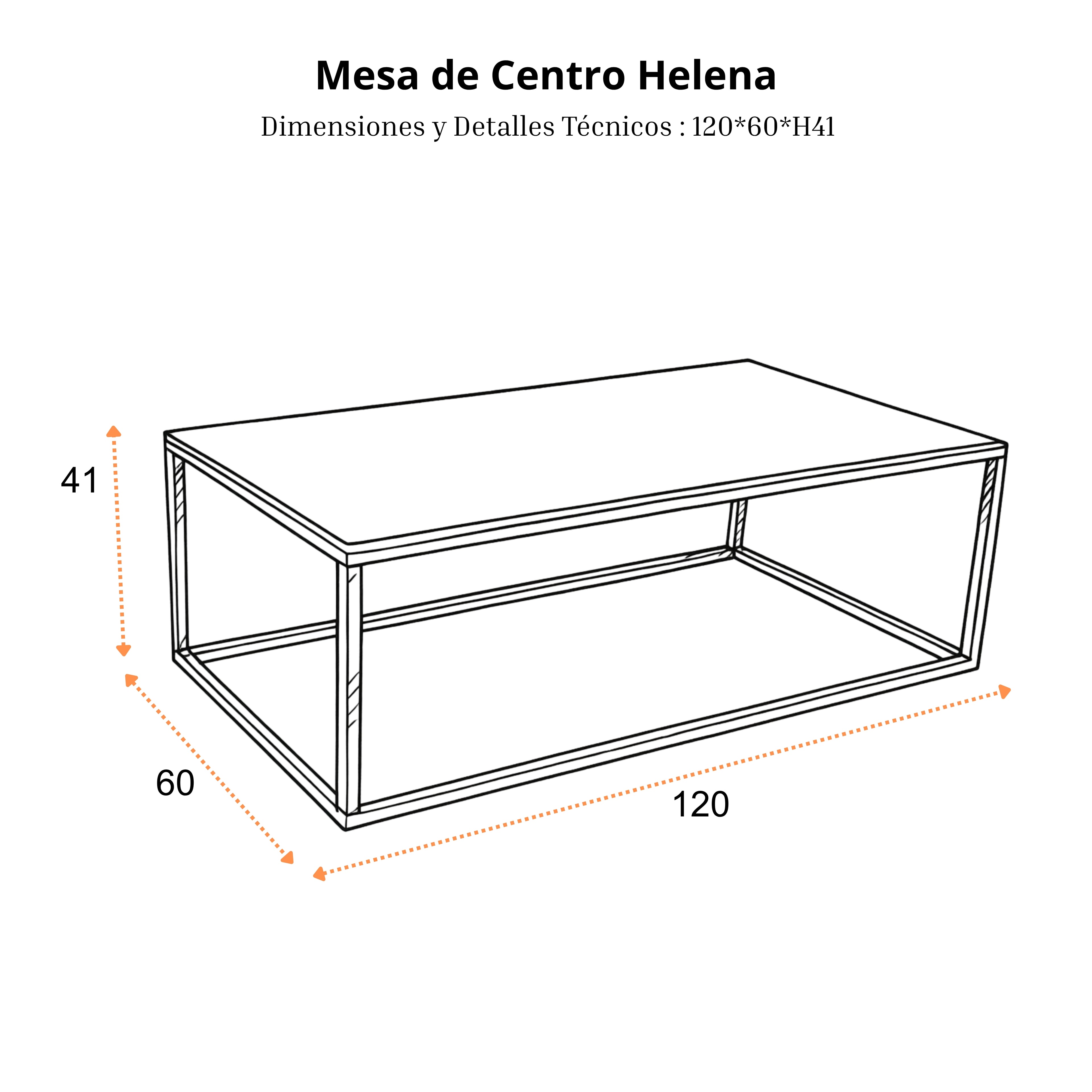 Mesa de Centro Helena | Estructura Acero Cromo