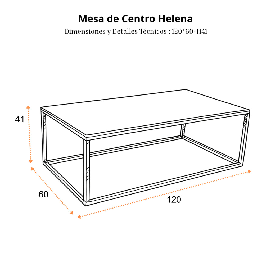 Mesa de Centro Helena | Estructura Acero Oro