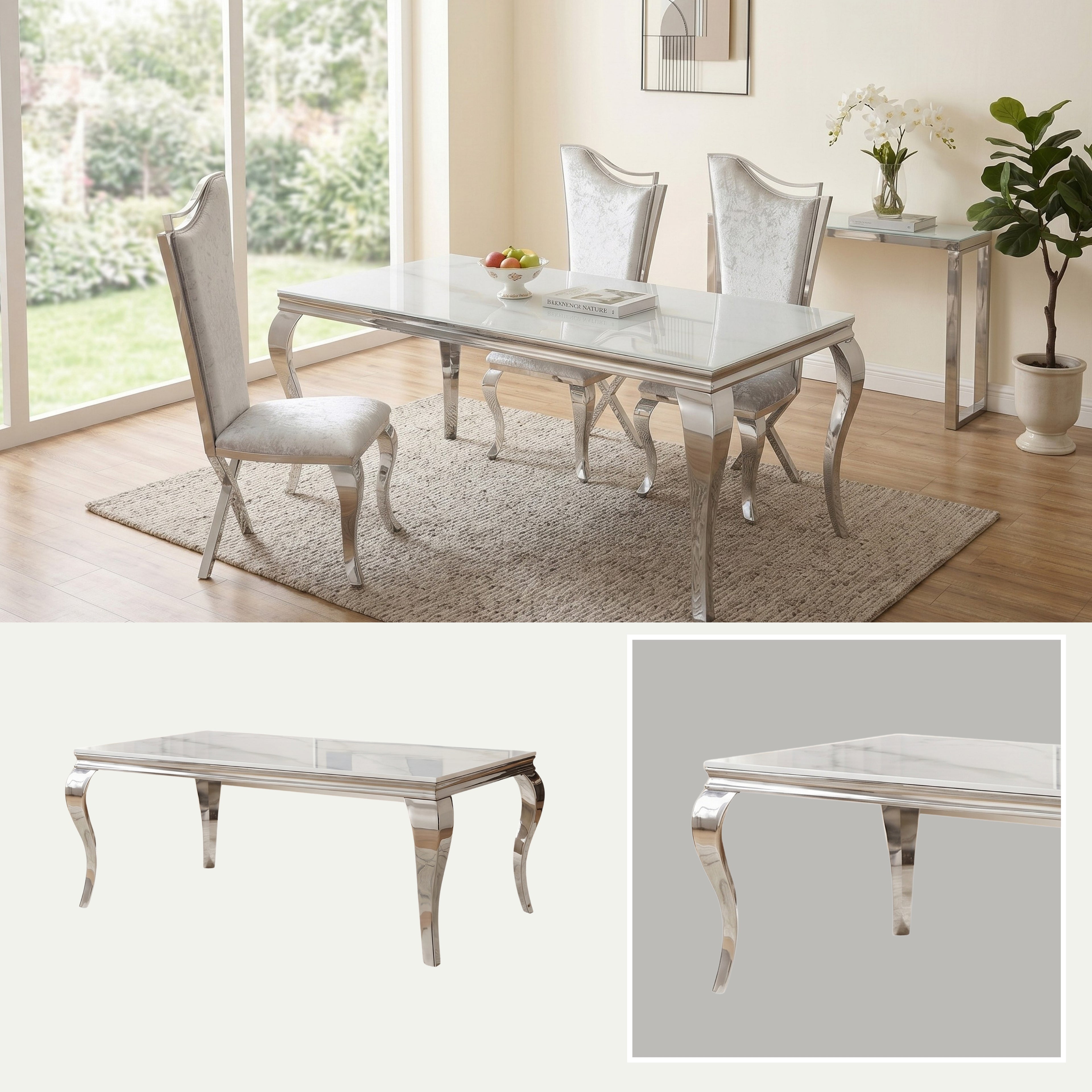 Mesa de Comedor Isabelina | Estructura Acero Cromo