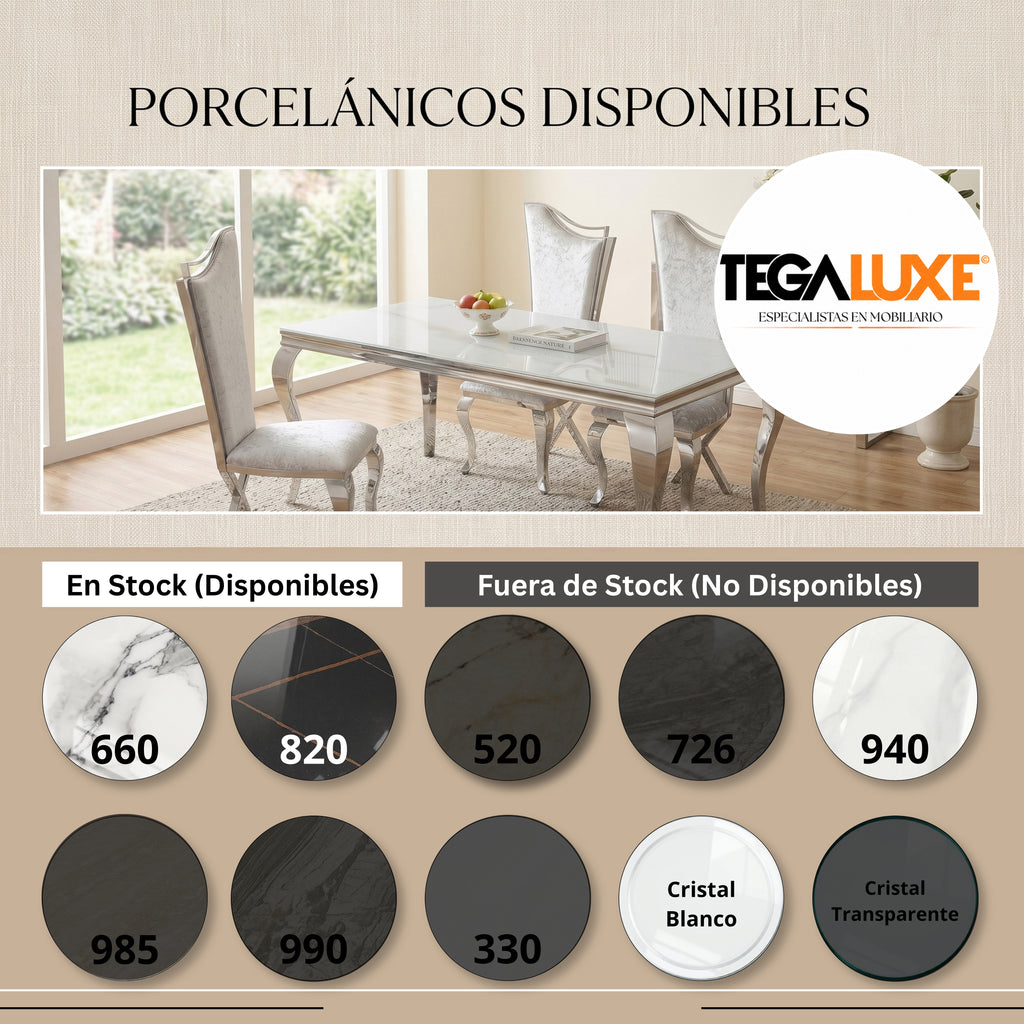 Mesa de Comedor Isabelina | Estructura Acero Cromo