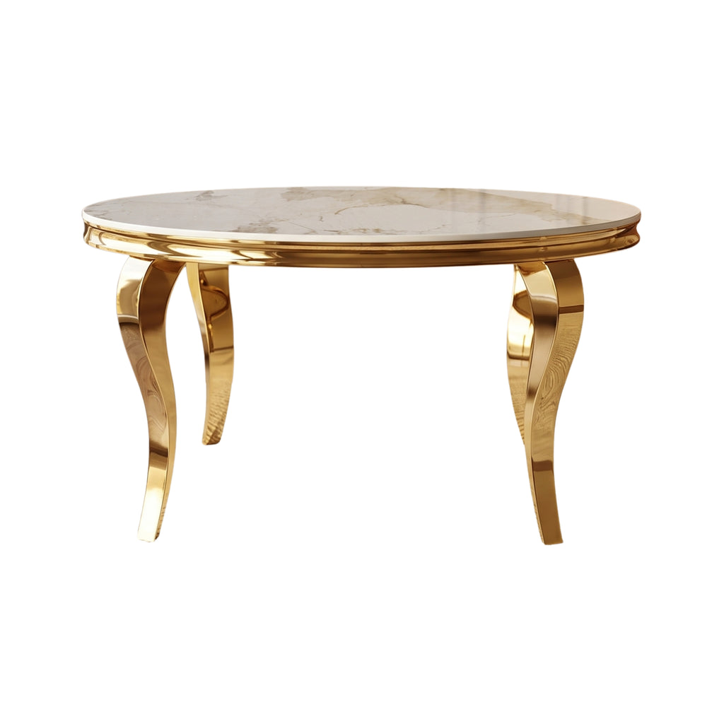 Mesa de Comedor Isabelina Round | Estructura Acero Oro