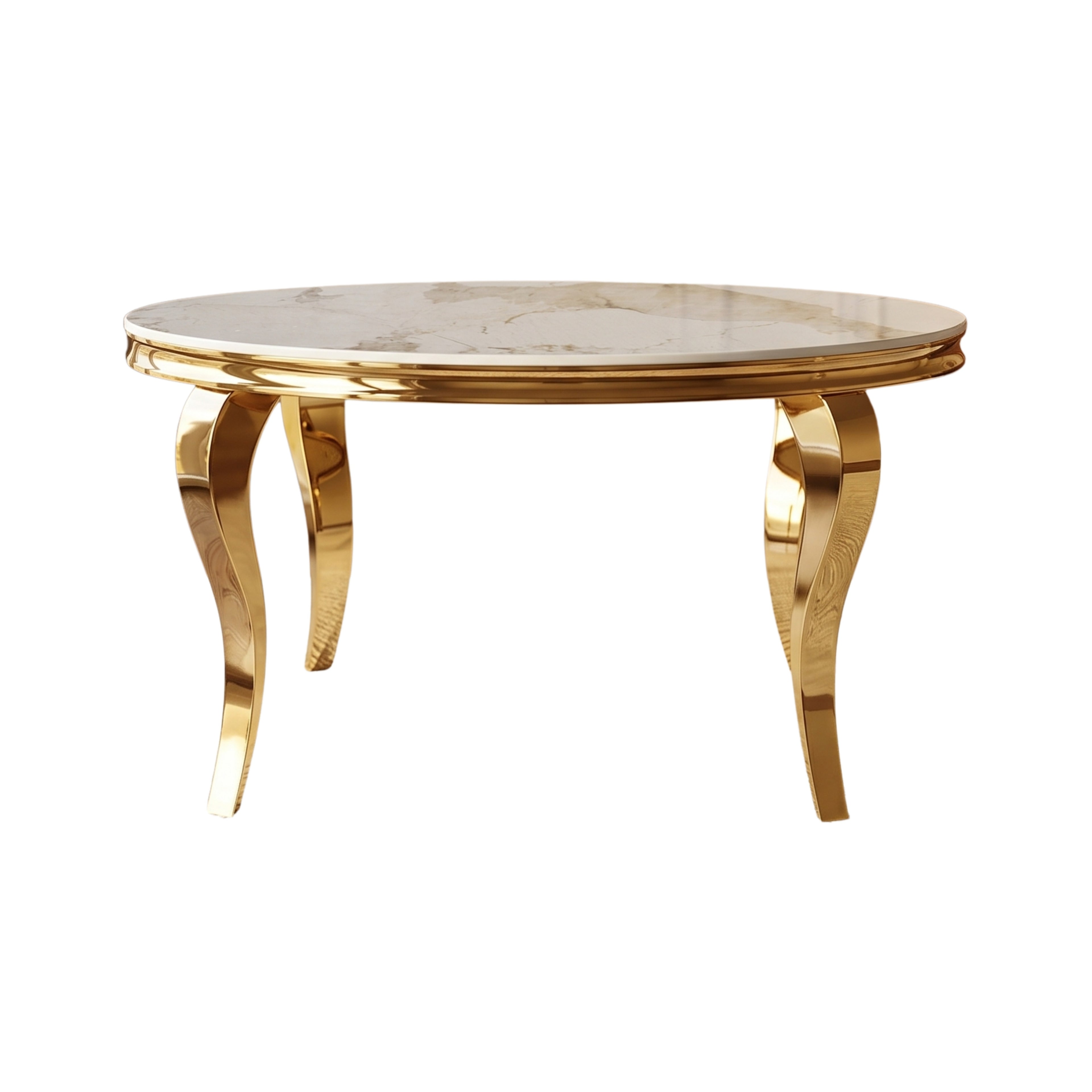Mesa de Comedor Isabelina Round | Estructura Acero Oro