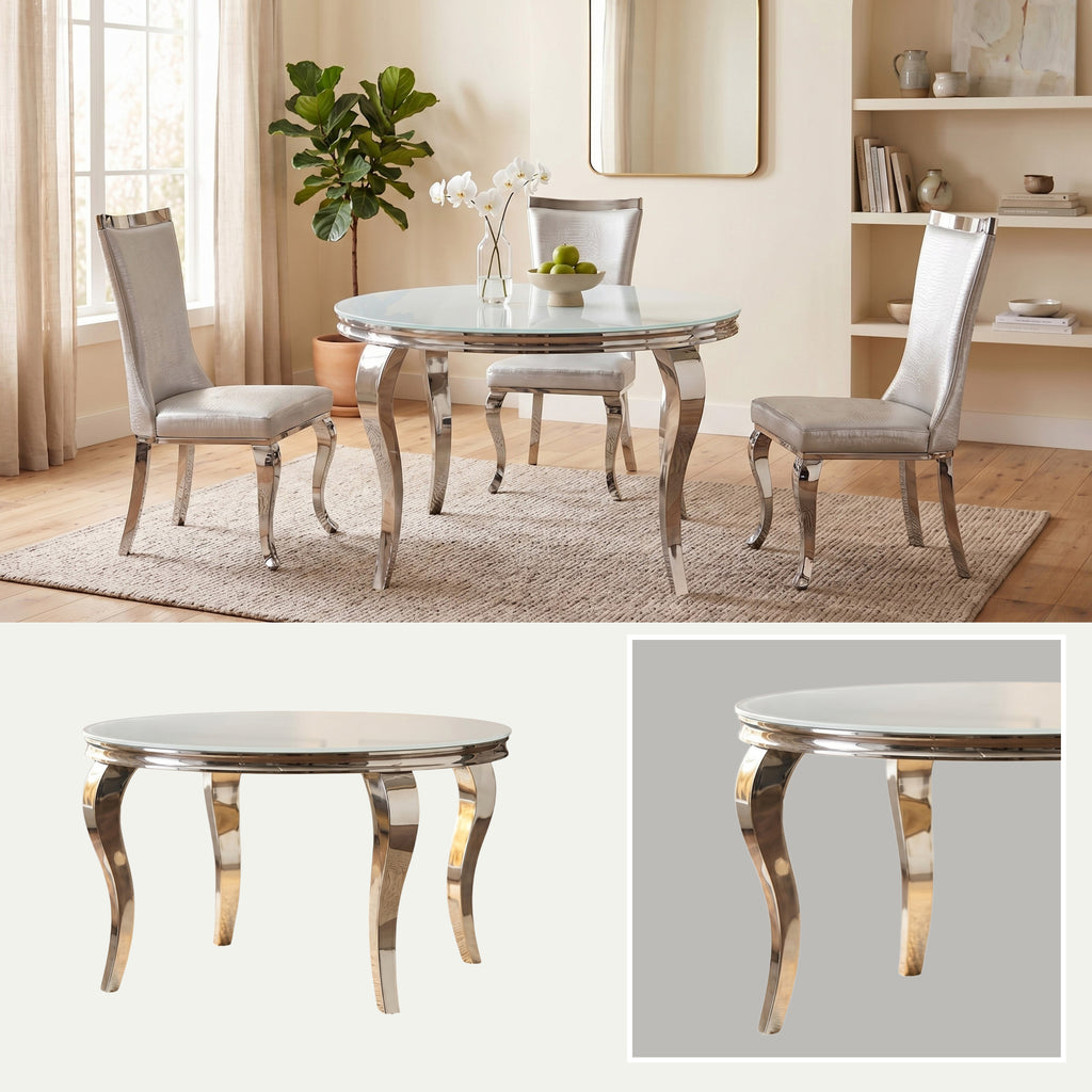 Mesa de Comedor Isabelina Round | Estructura Acero Cromo