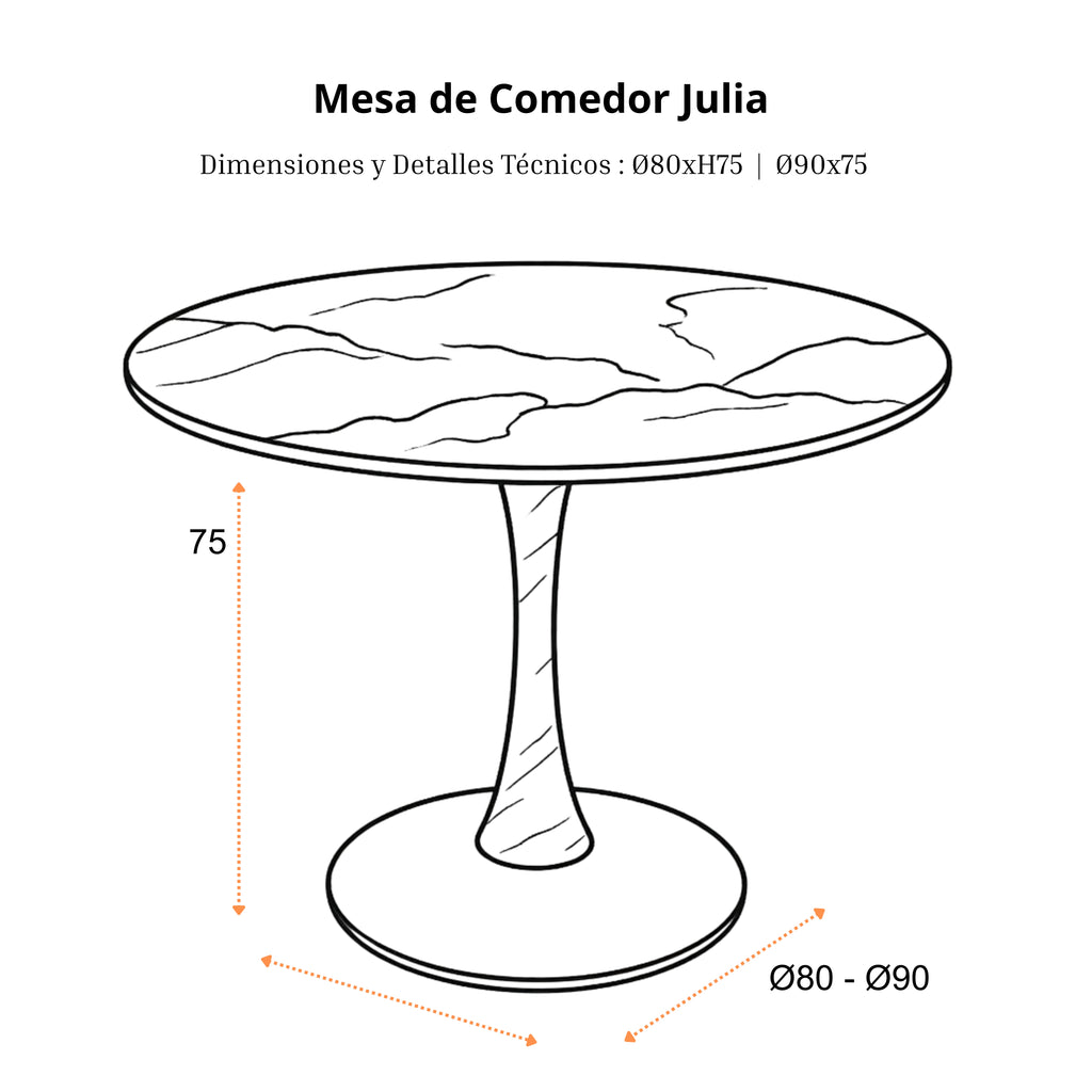 Mesa de Comedor Julia | Estructura Negra
