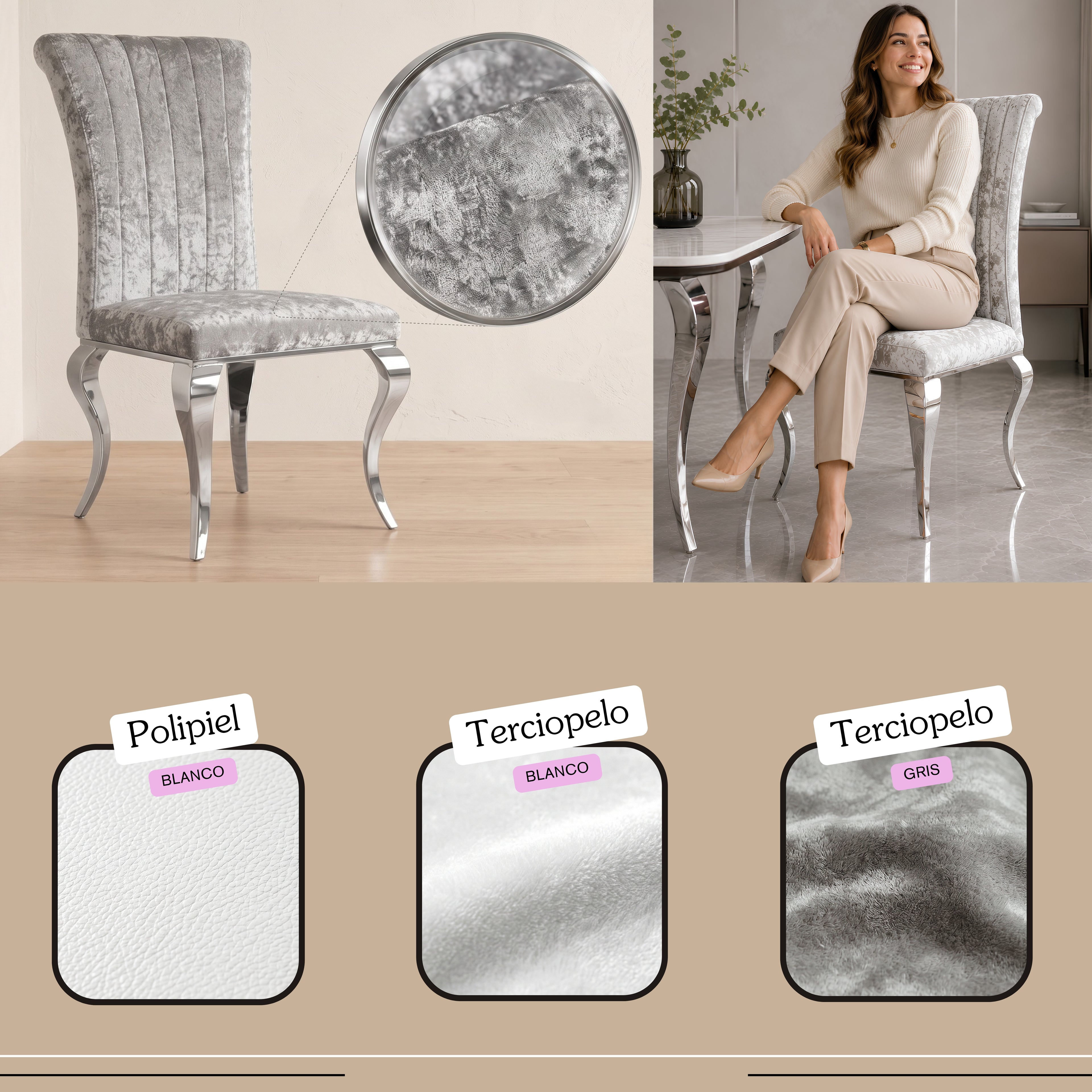 Silla Laura | Estructura Acero Cromo