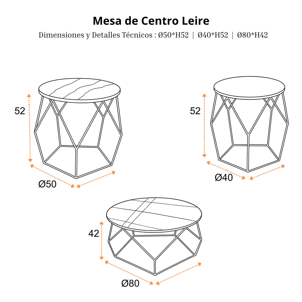 Mesa de Centro Leire | Estructura Acero Oro