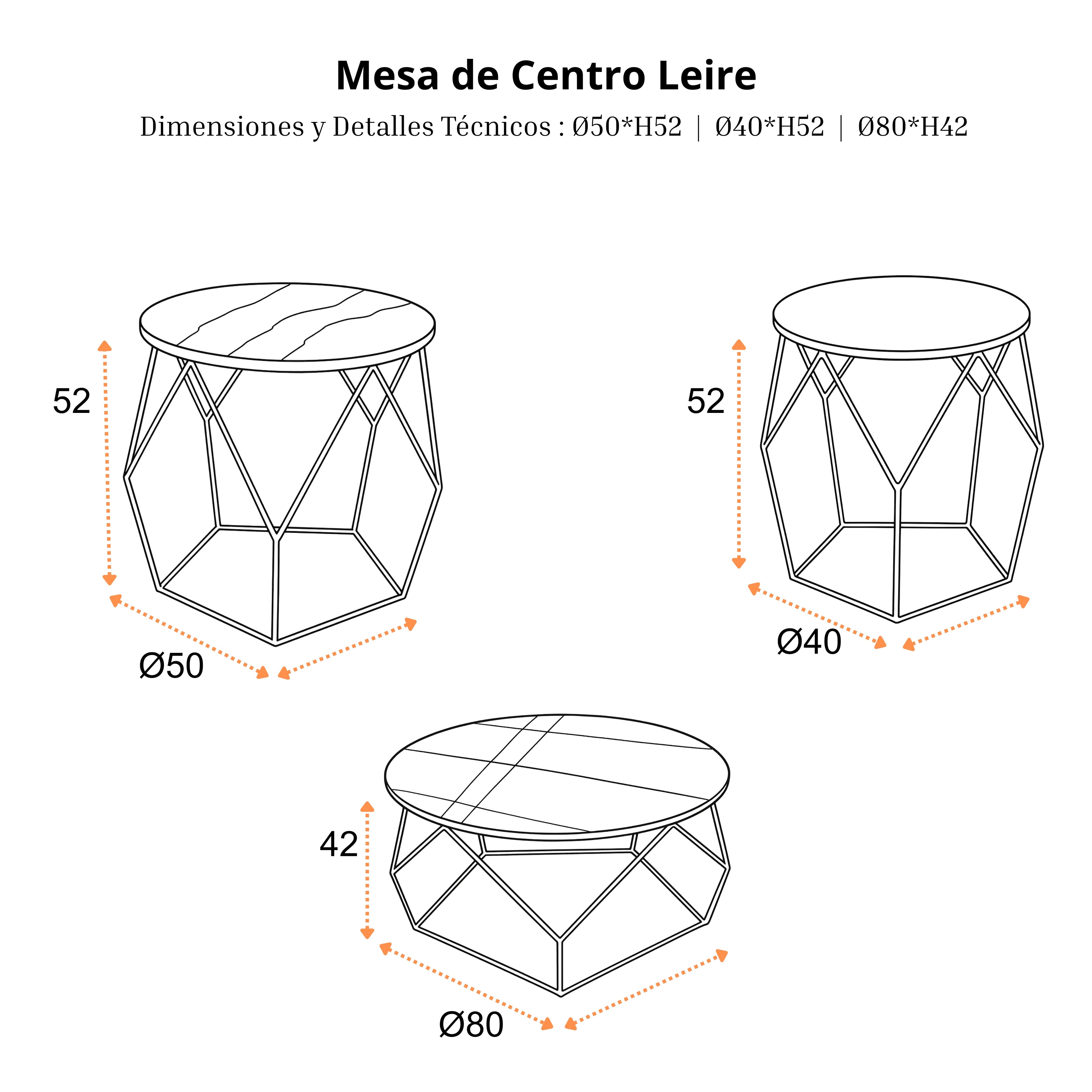 Mesa de Centro Leire | Estructura Acero Oro