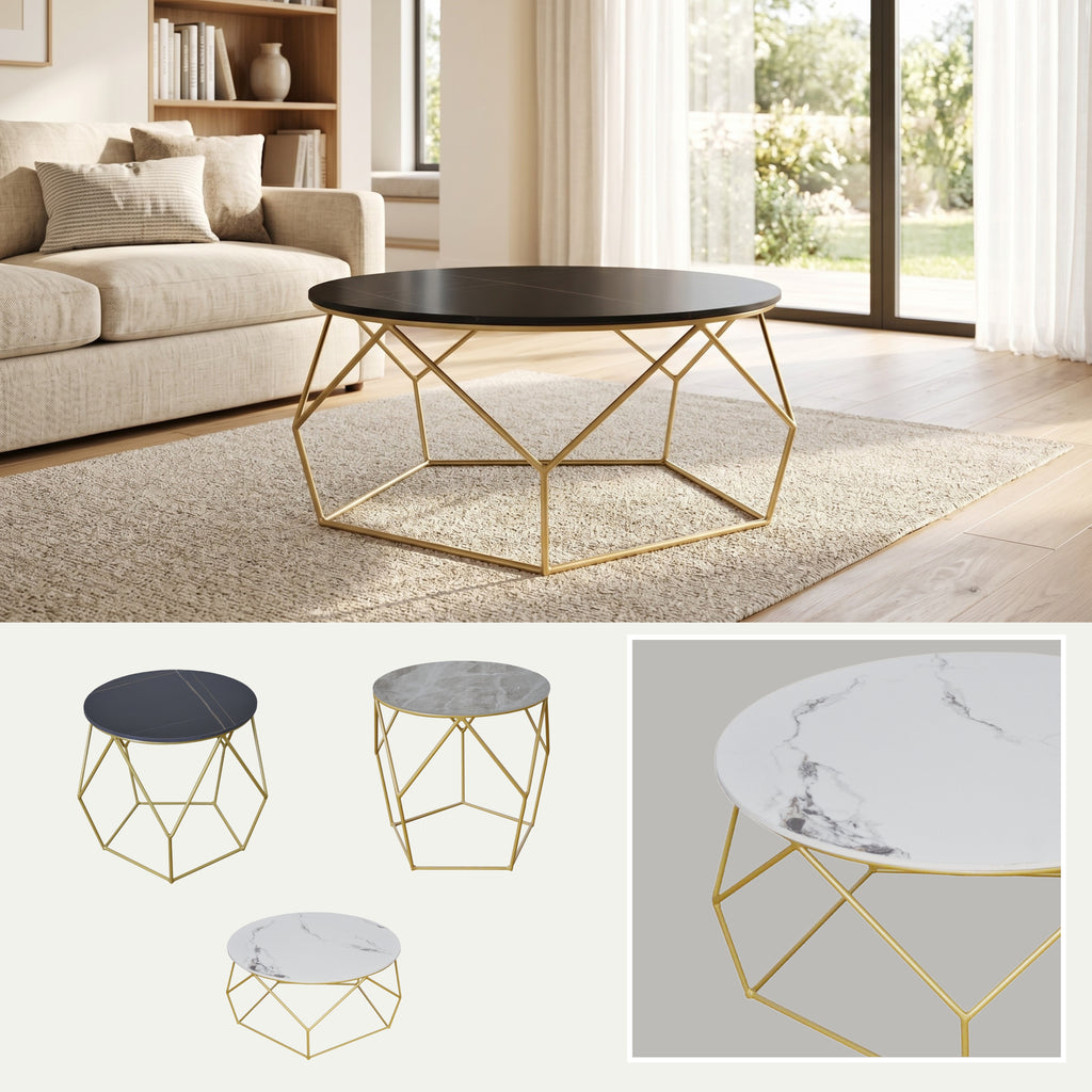 Mesa de Centro Leire | Estructura Acero Oro