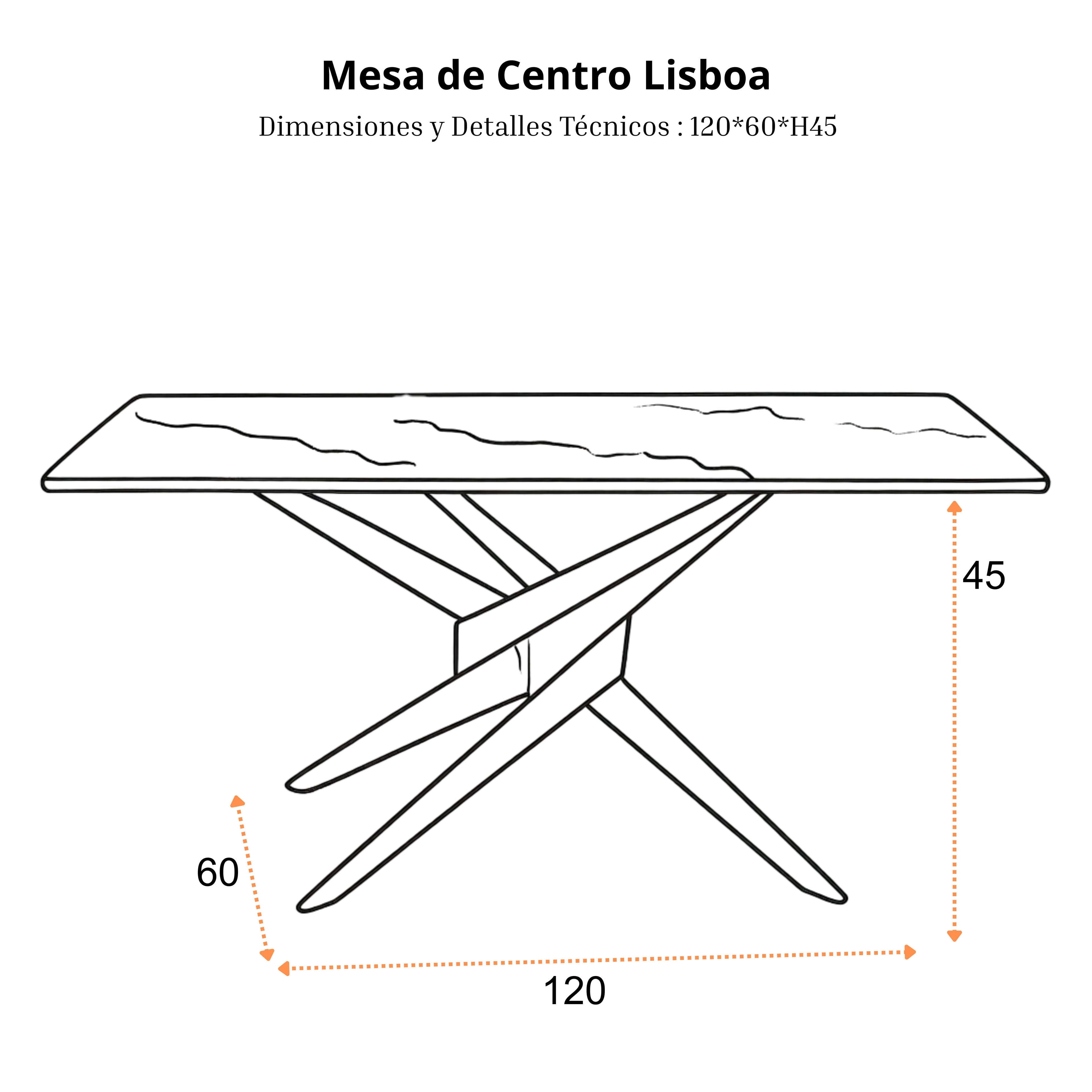 Mesa de Centro Lisboa | Estructura Acero Cromo