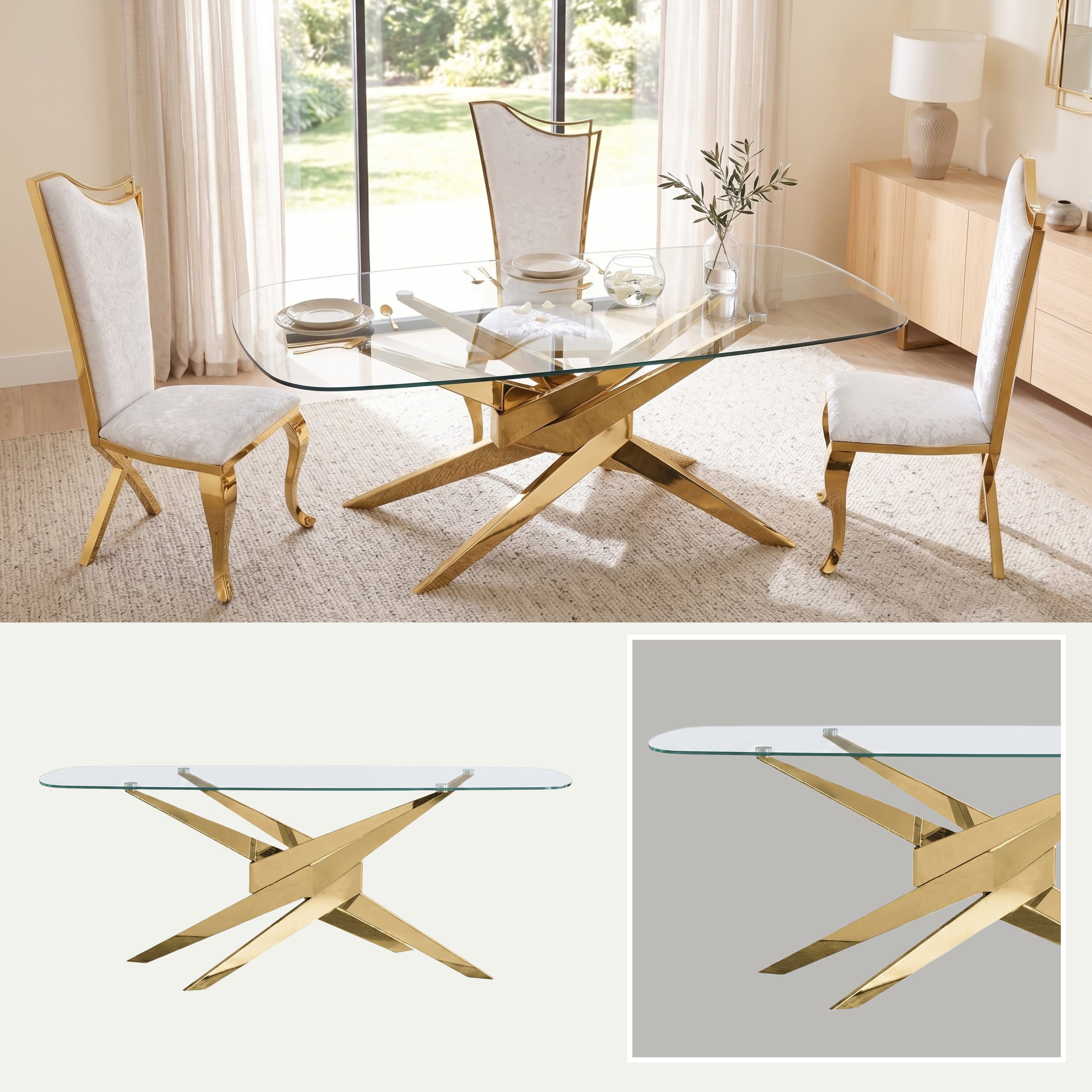 Mesa de Comedor Lisboa | Estructura Acero Oro