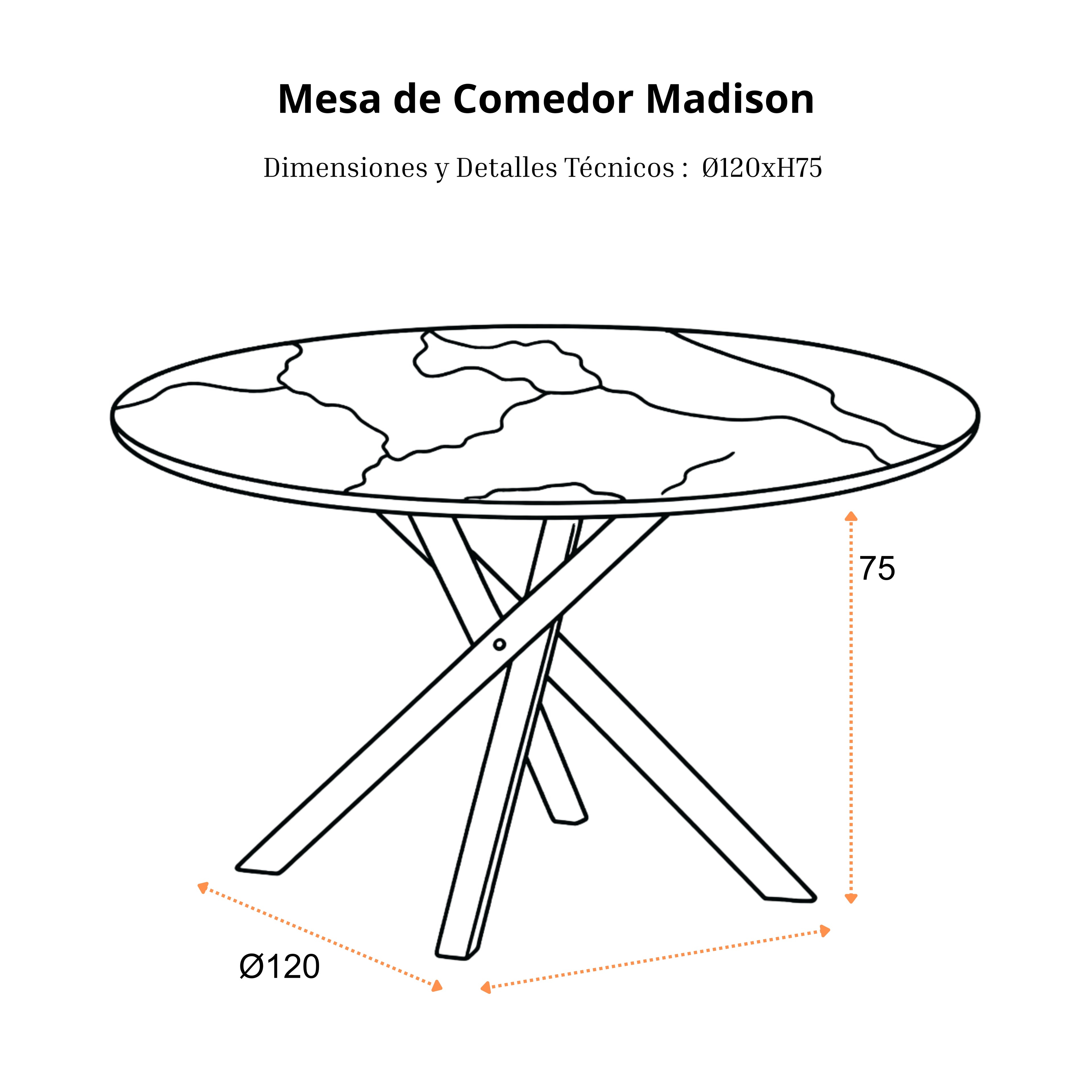 Mesa de Comedor Madison | Estructura Negra