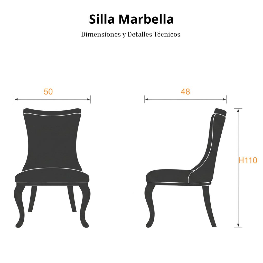 Silla Marbella | Estructura Acero Oro - Cromo