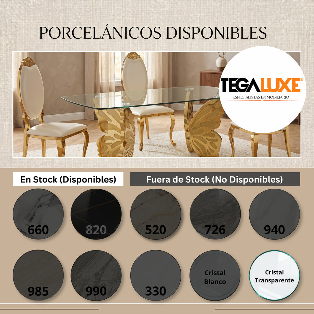 Mesa de Comedor Mariposa | Estructura Acero Oro