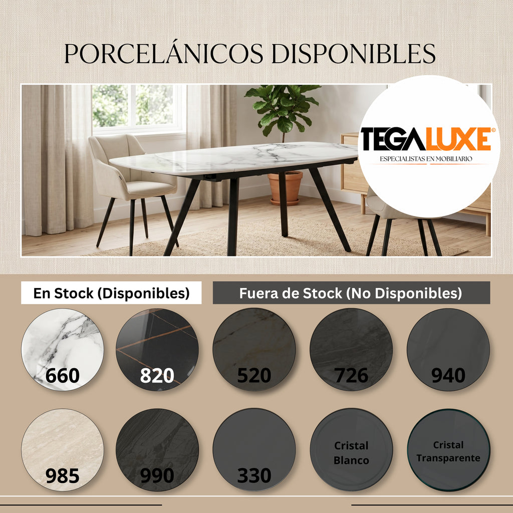 Mesa de Comedor Extensible Milan | Estructura Negra