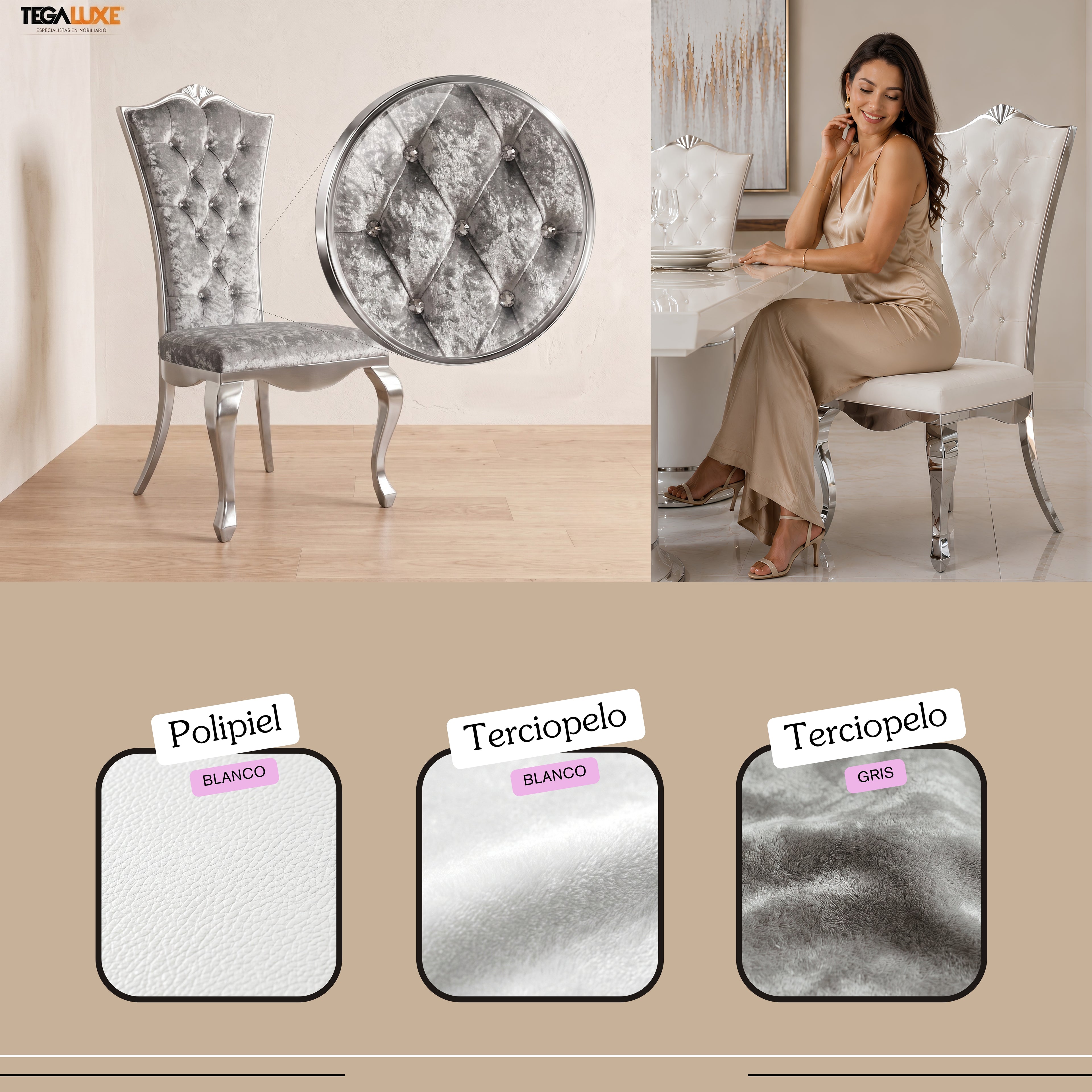 Silla Mireya | Estructura Acero Cromo