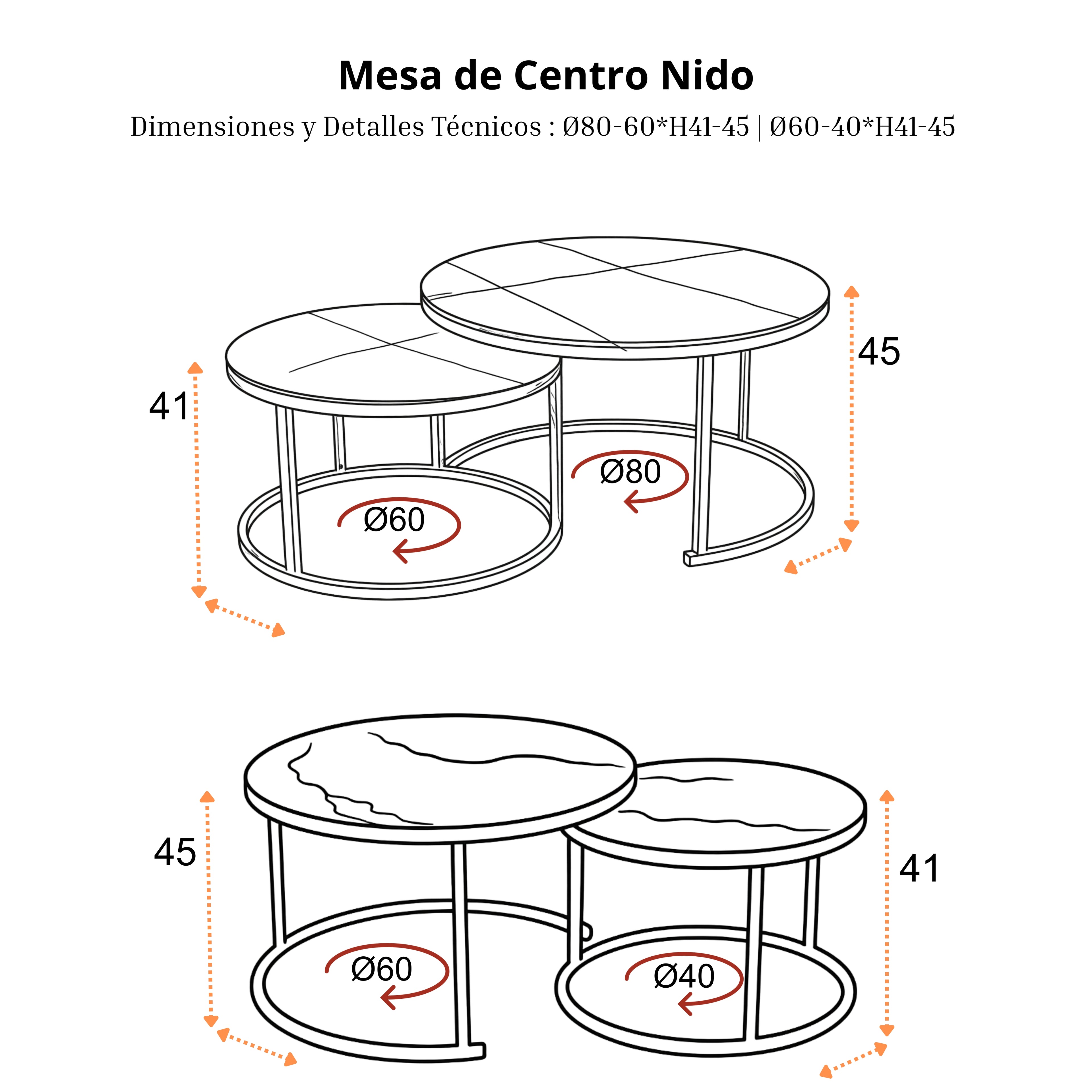 Mesa de Centro Nido | Estructura Negra
