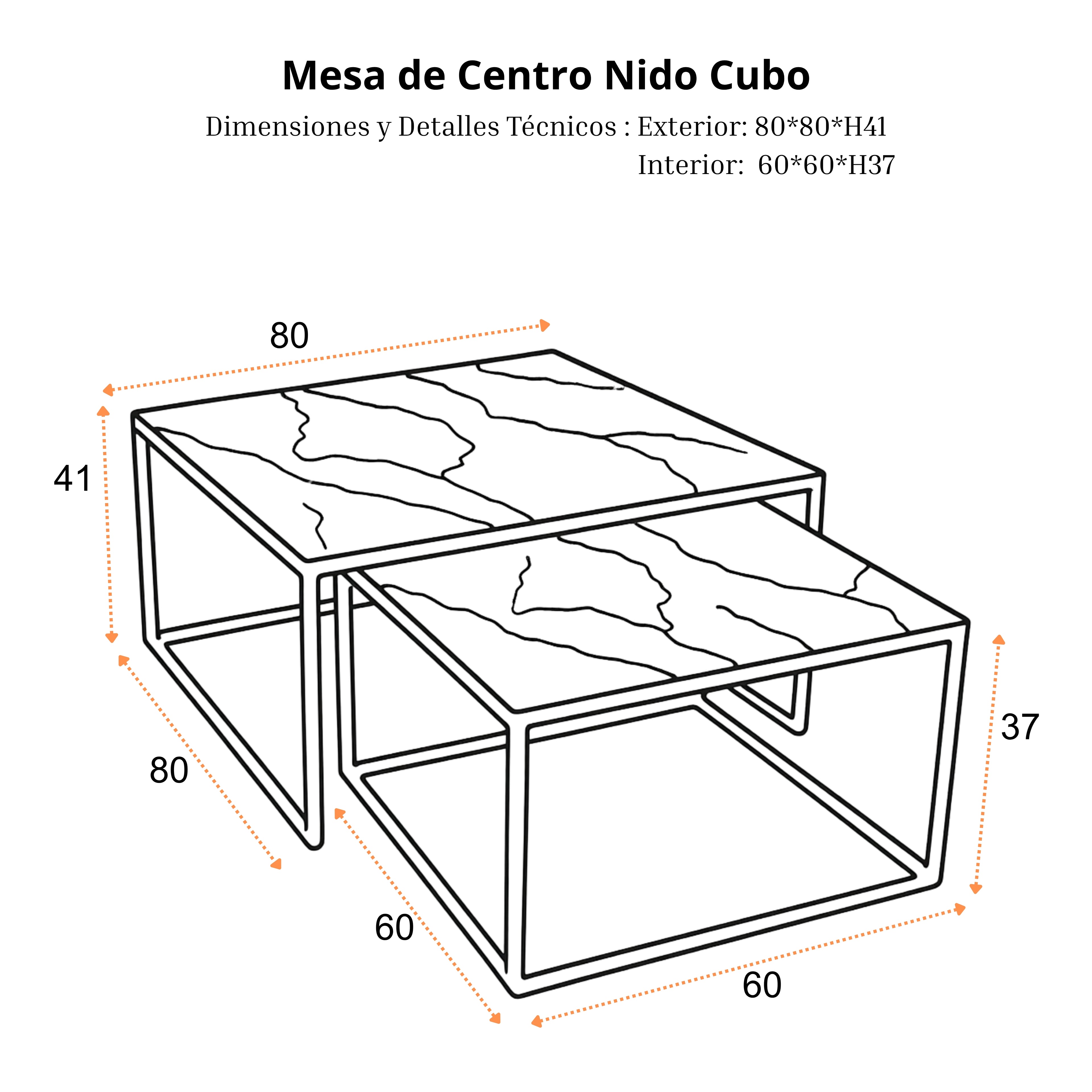 Mesa de Centro Nido Cubo | Estructura Negra