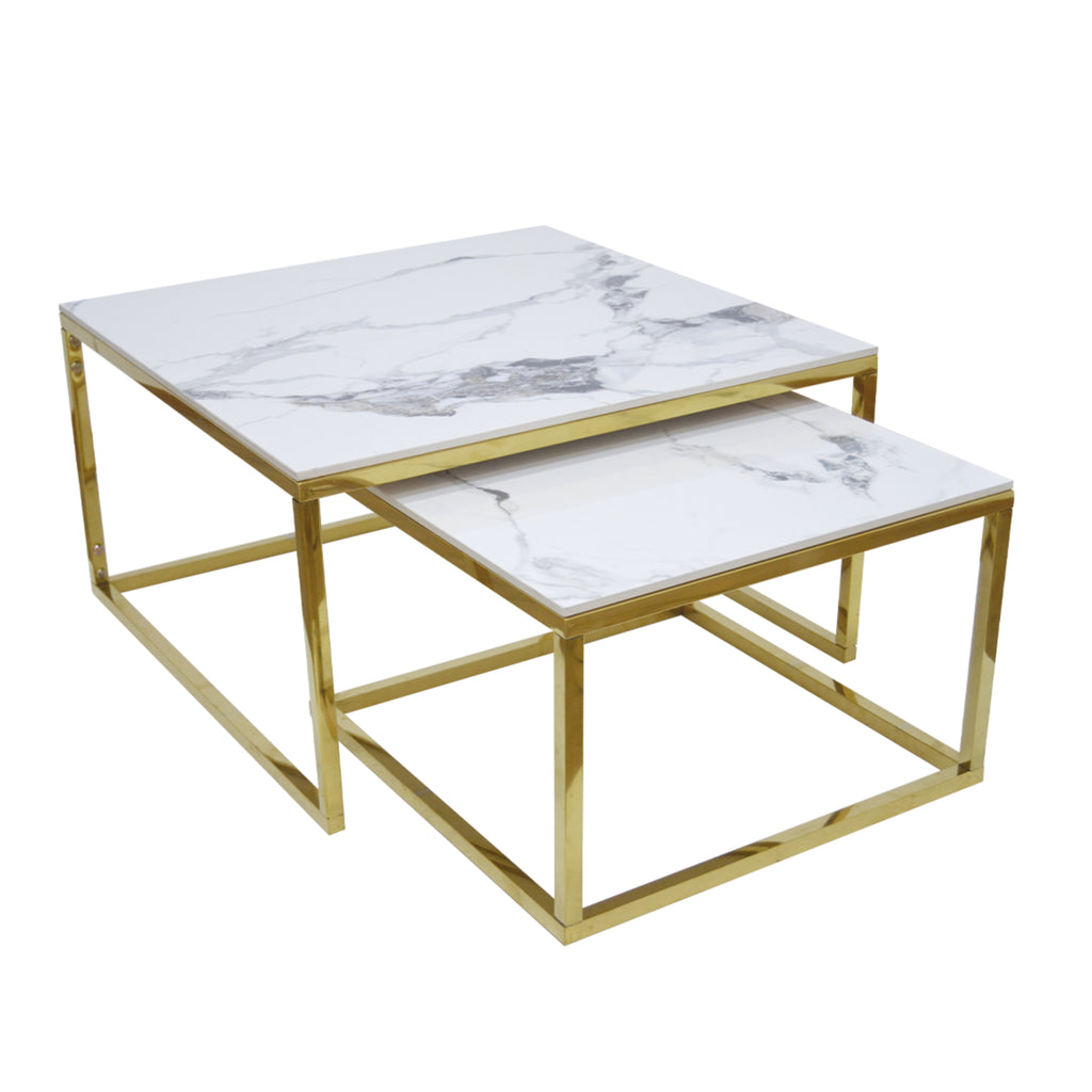 Mesa de Centro Nido Cubo | Estructura Acero Oro