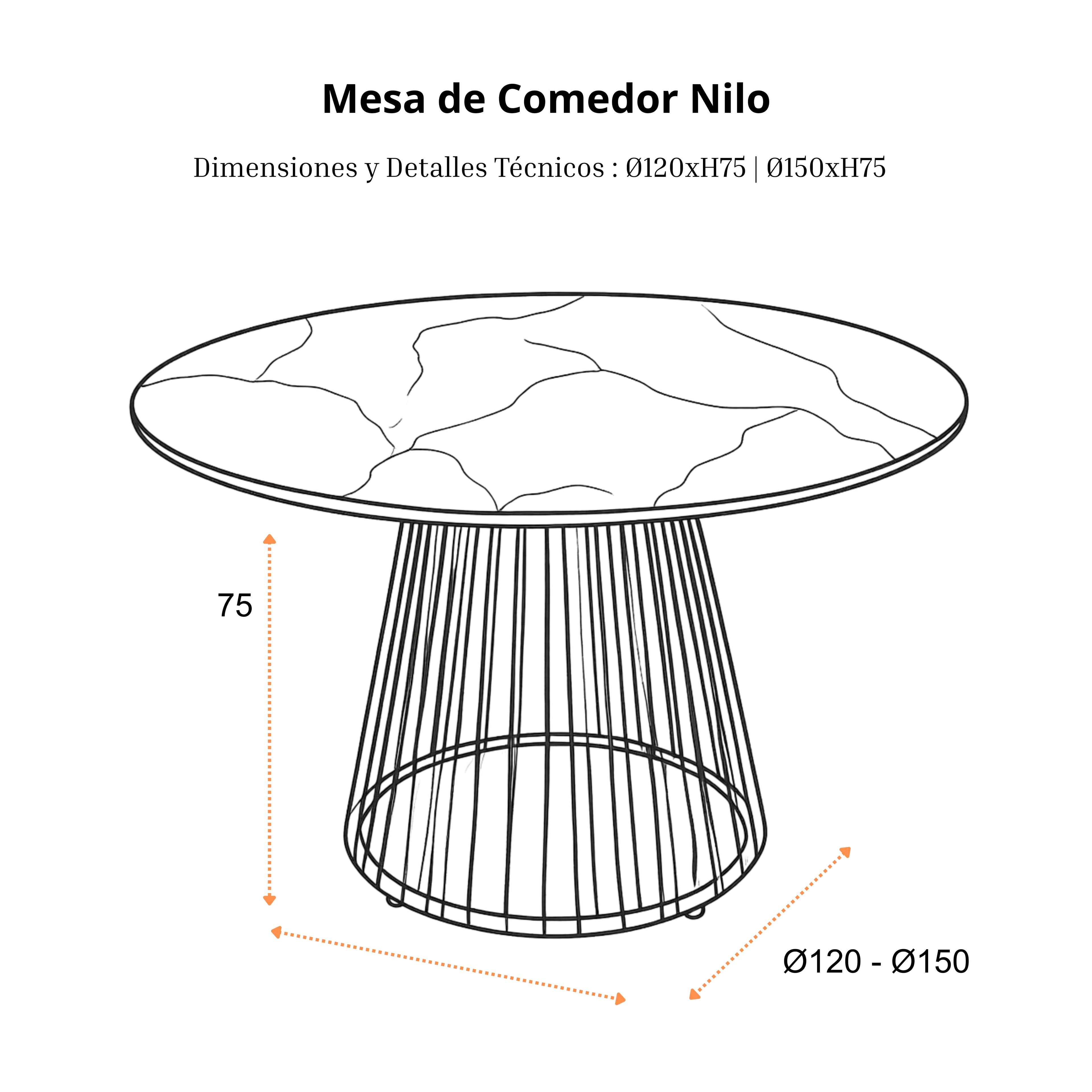 Mesa de Comedor Nilo | Estructura Negra
