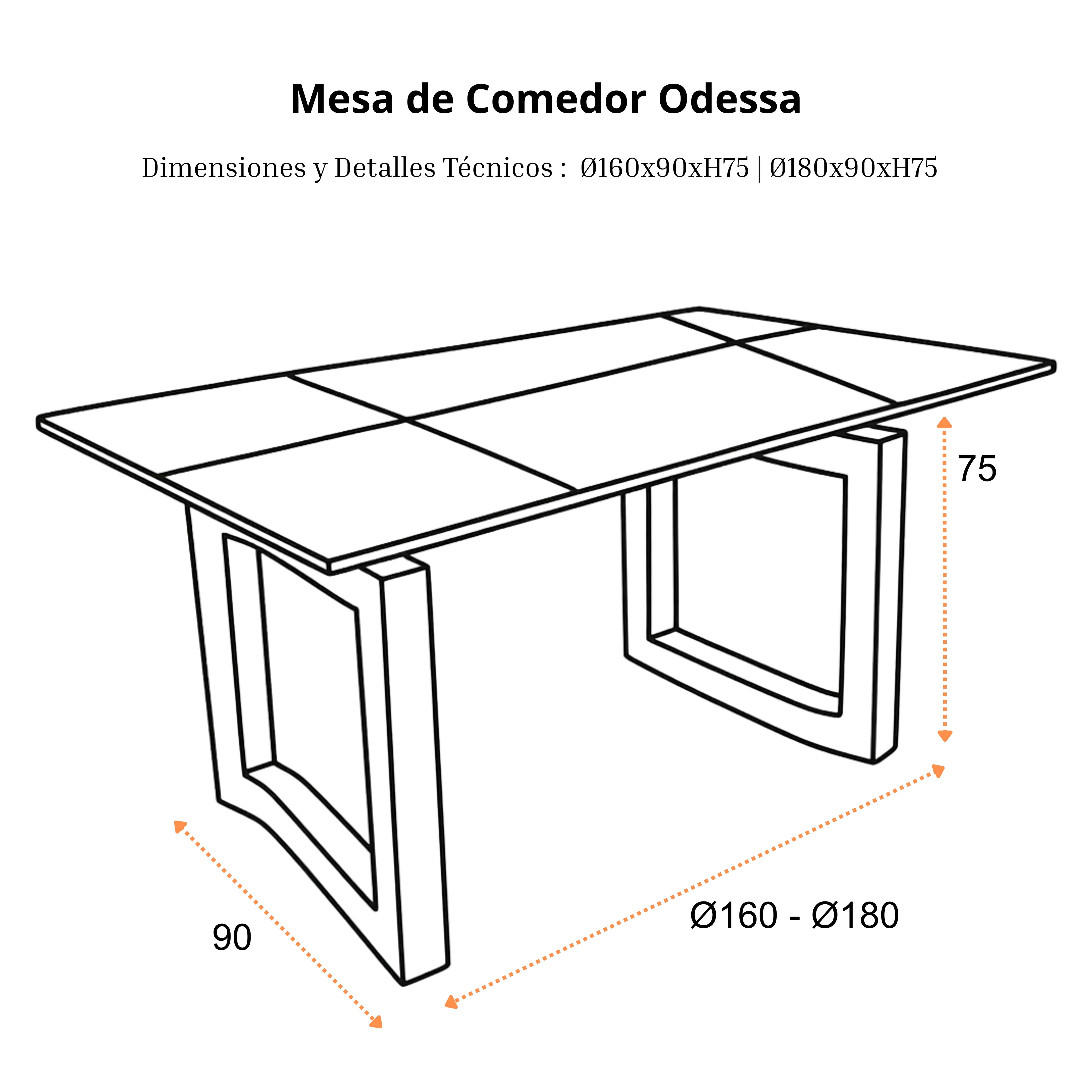 Mesa de Comedor Odessa | Estructura Negra