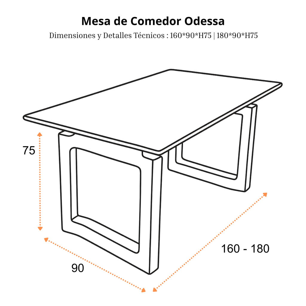Mesa de Comedor Odessa | Estructura Acero Cromo