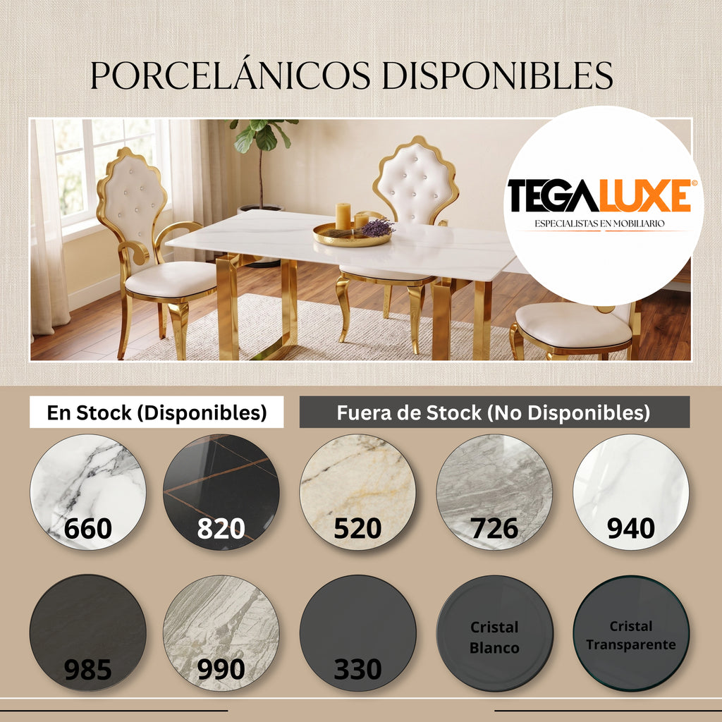Mesa de Comedor Odessa | Estructura Acero Oro