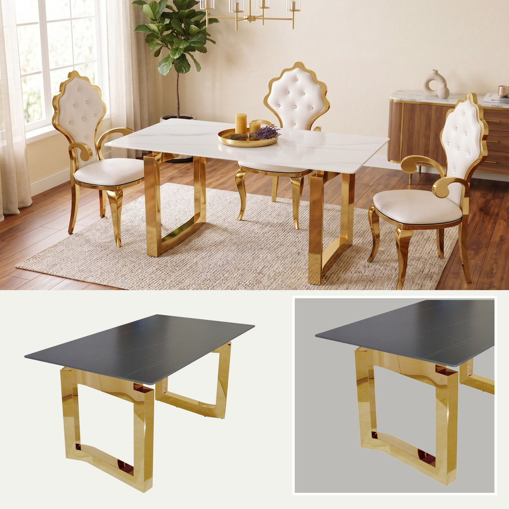 Mesa de Comedor Odessa | Estructura Acero Oro