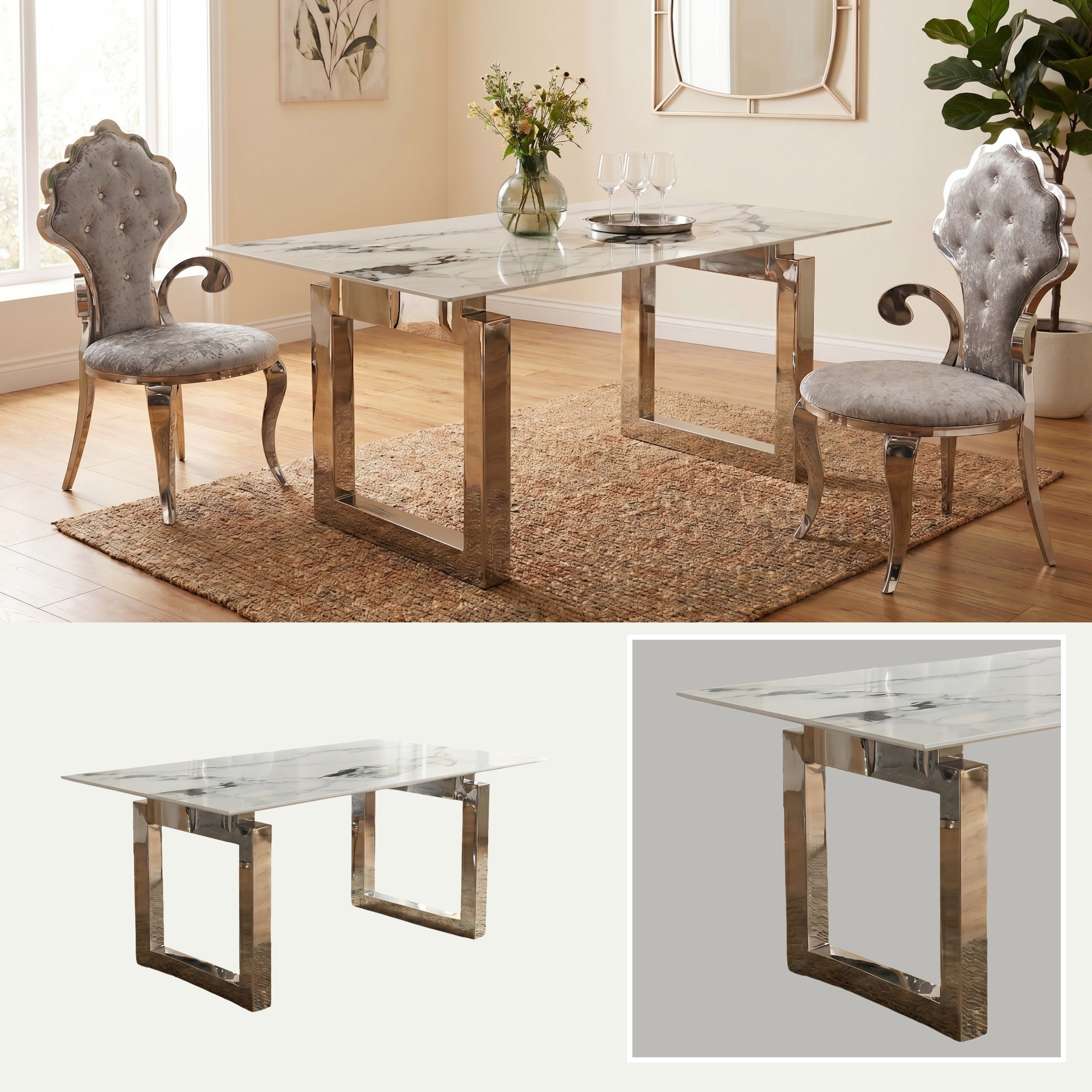 Mesa de Comedor Odessa | Estructura Acero Cromo