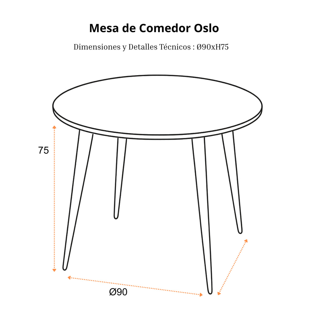 Mesa de Comedor Oslo | Estructura Negra