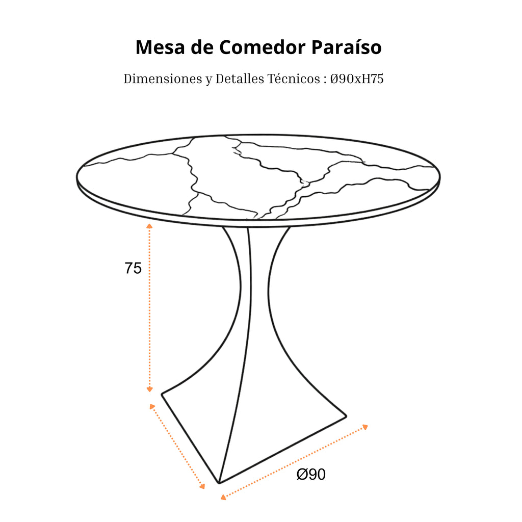 Mesa de Comedor Paraíso | Estructura Negra